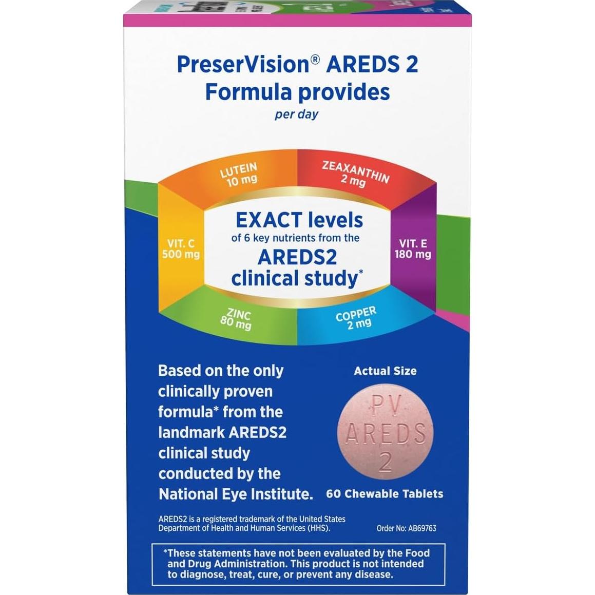 Vitaminas Masticables para Ojos PreserVision AREDS 2 Bausch + Lomb 60 Tabletas