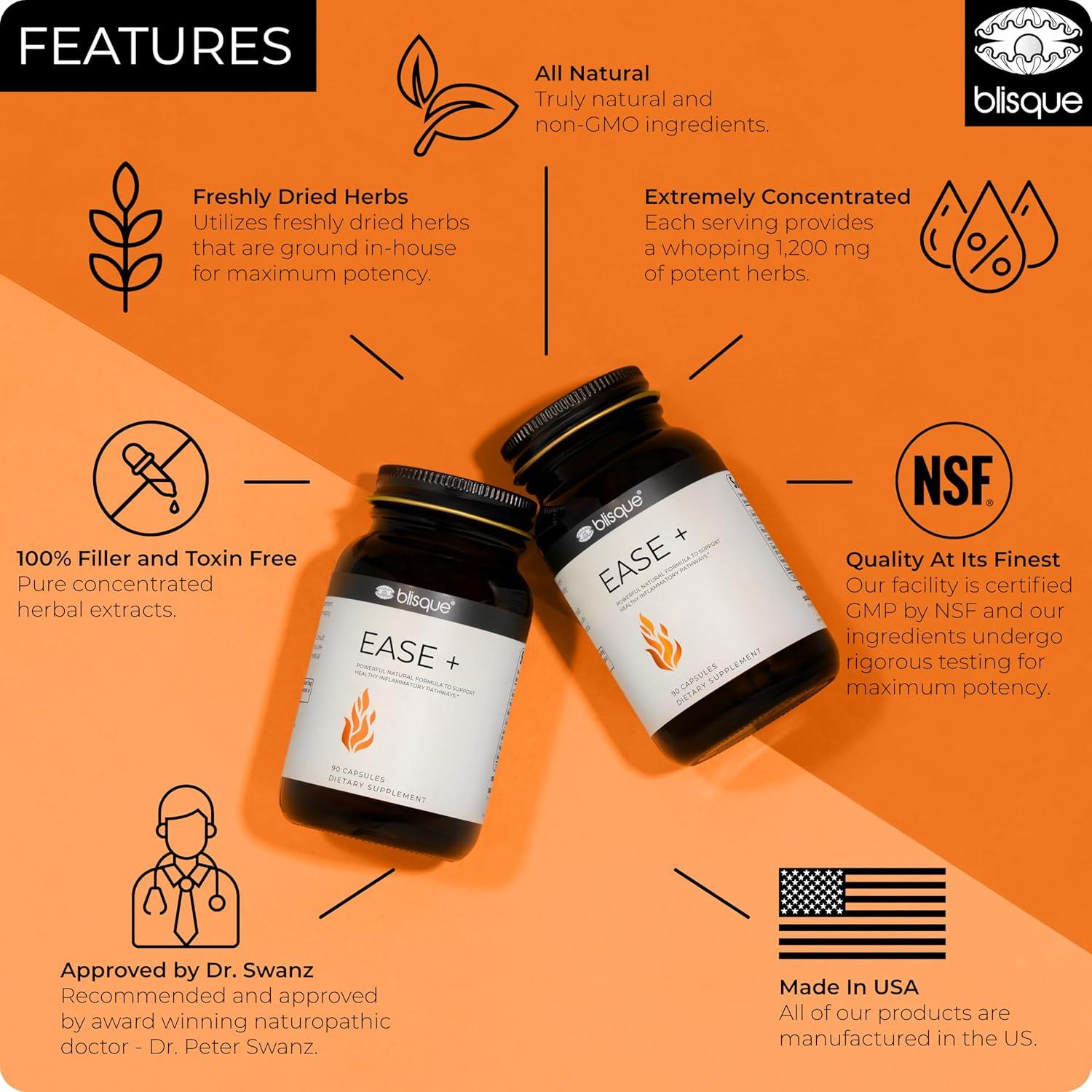 Suplemento Natural Blisque EASE + 90 Cápsulas Veganas con Cúrcuma