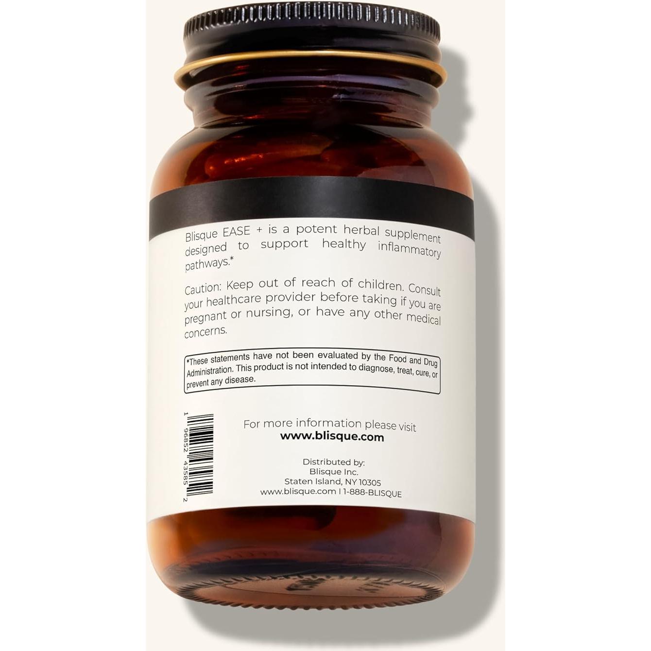 Suplemento Natural Blisque EASE + 90 Cápsulas Veganas con Cúrcuma