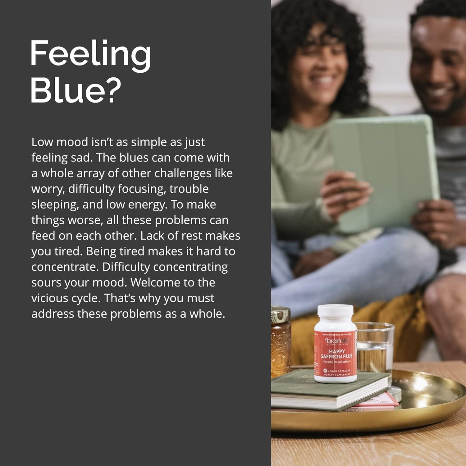 Suplemento Vegano BrainMD Happy Saffron Plus 90 Cápsulas - Azafrán, Curcumina y Zinc