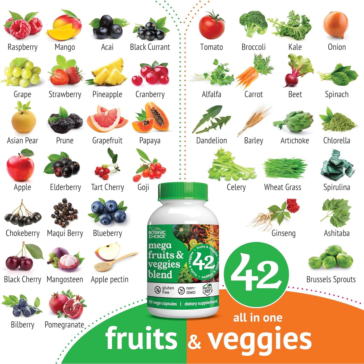 Suplemento de Frutas y Verduras Botanic Choice - 60 Cápsulas