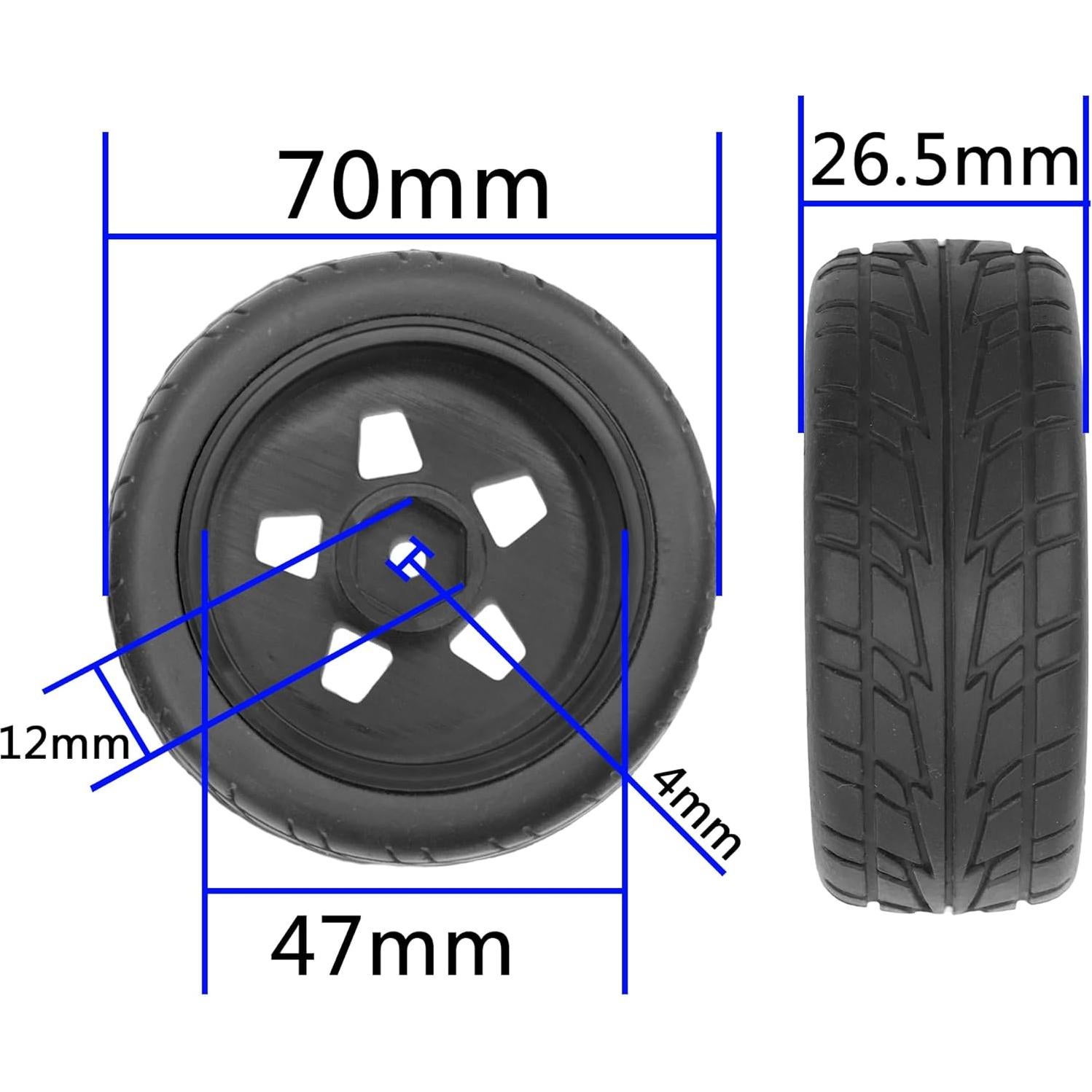Llantas de Nylon y Neumáticos de Caucho ShareGoo 70mm RC 1/10