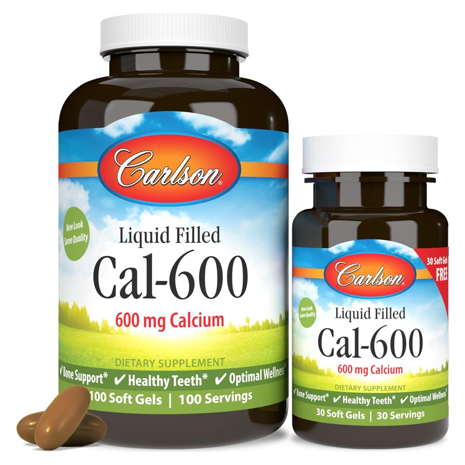 Carlson Cal-600 600 mg Calcio Gelatinas Blandas 100+30