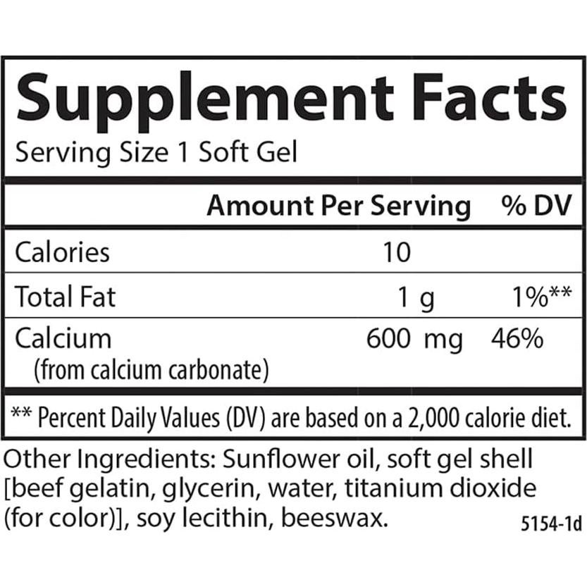Carlson Cal-600 600 mg Calcio Gelatinas Blandas 100+30