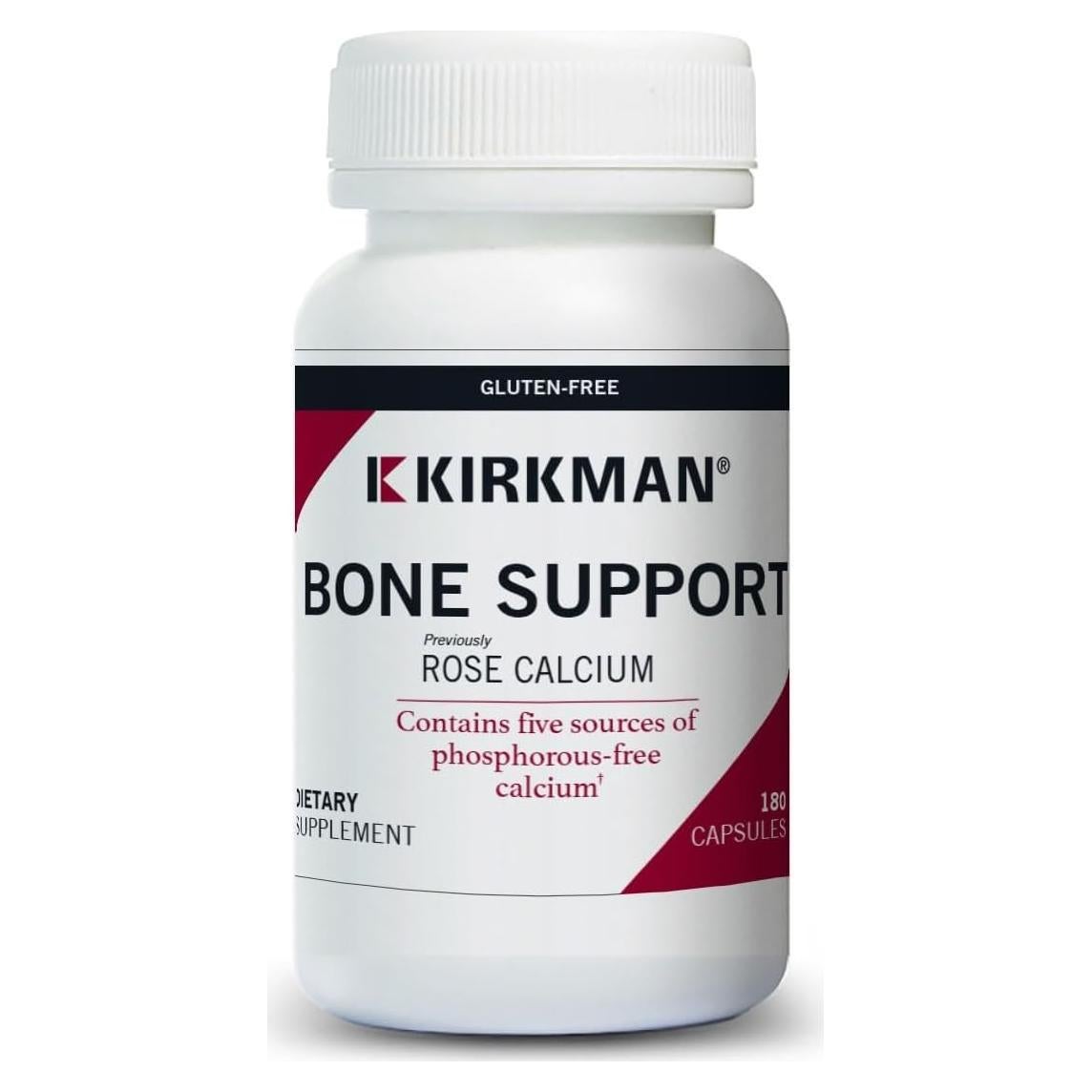 Suplemento de Calcio Kirkman Bone Support 180 Cápsulas Vegetarianas