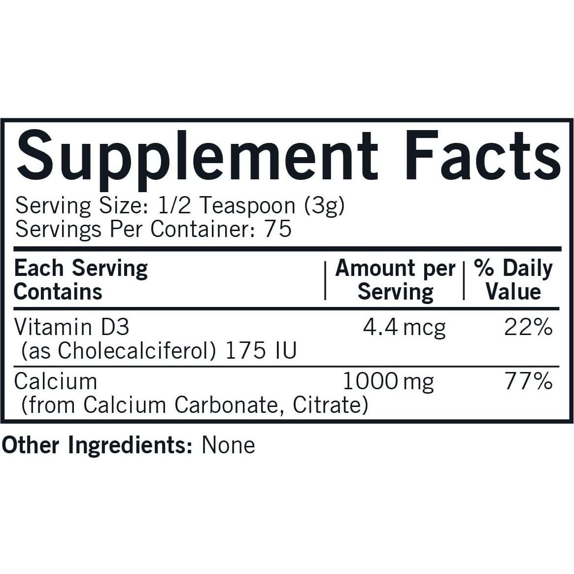 Suplemento de Calcio en Polvo Kirkman 226.8 g con Vitamina D3