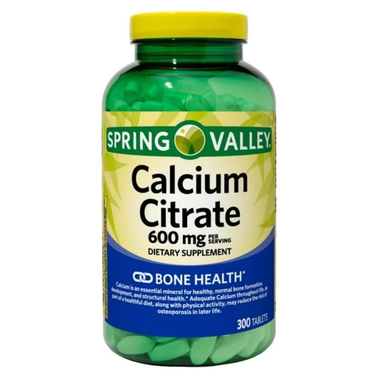 Tabletas de Citrato de Calcio Spring Valley 600 mg 300 Unidades