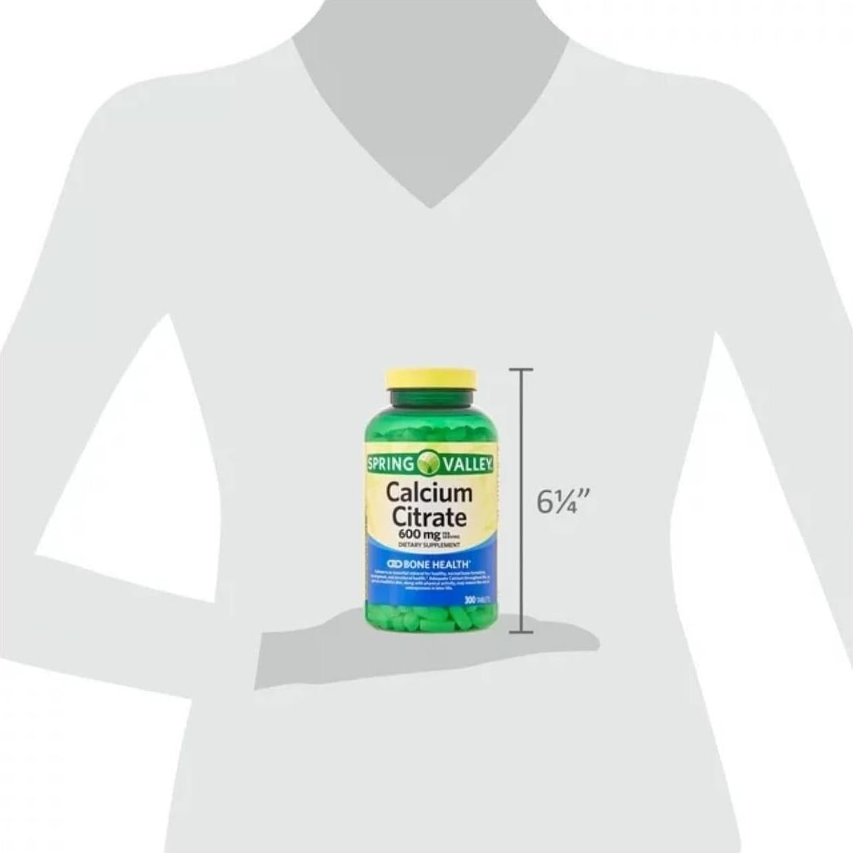 Tabletas de Citrato de Calcio Spring Valley 600 mg 300 Unidades