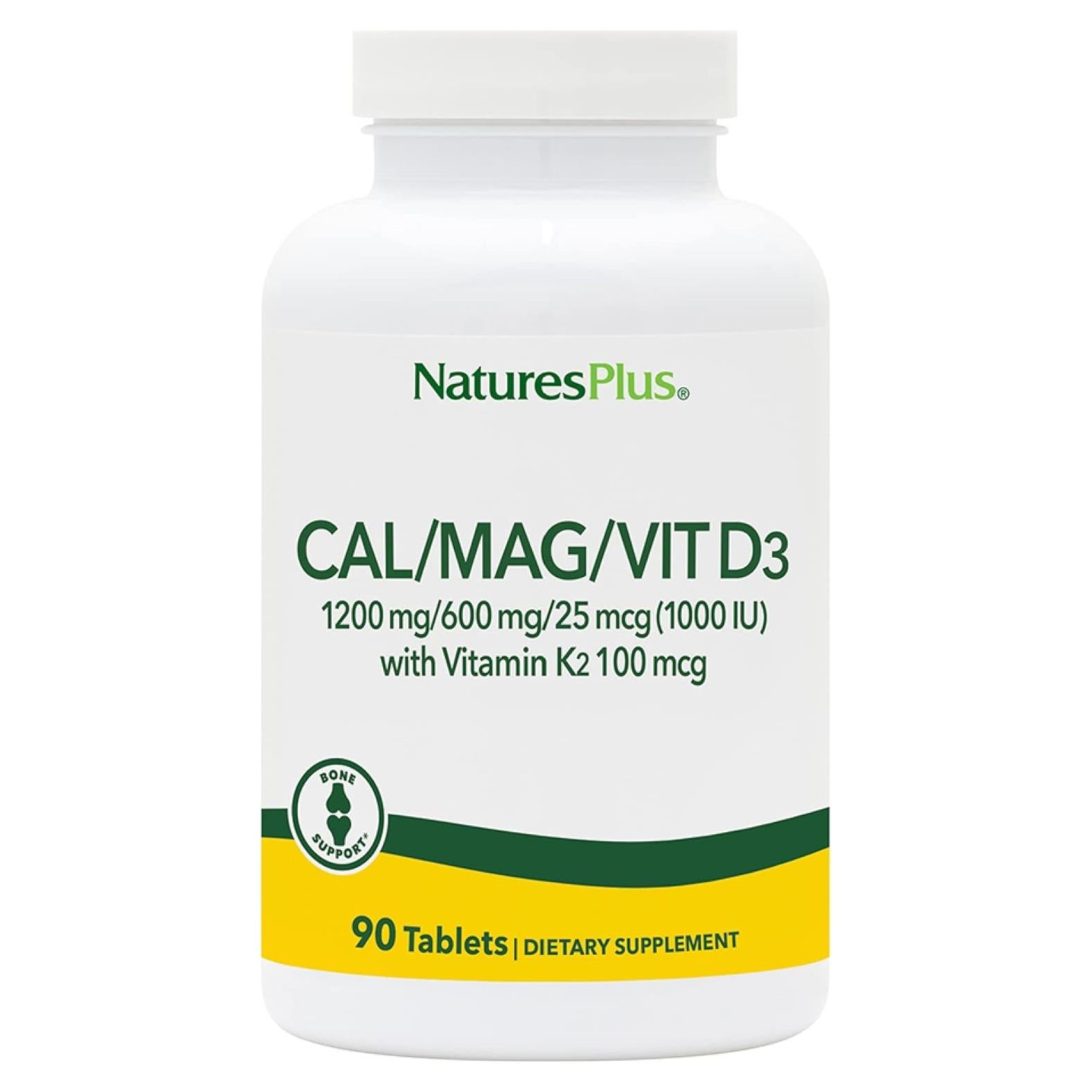 NaturesPlus Calcio Magnesio Vitamina D3 K2 90 Tabletas