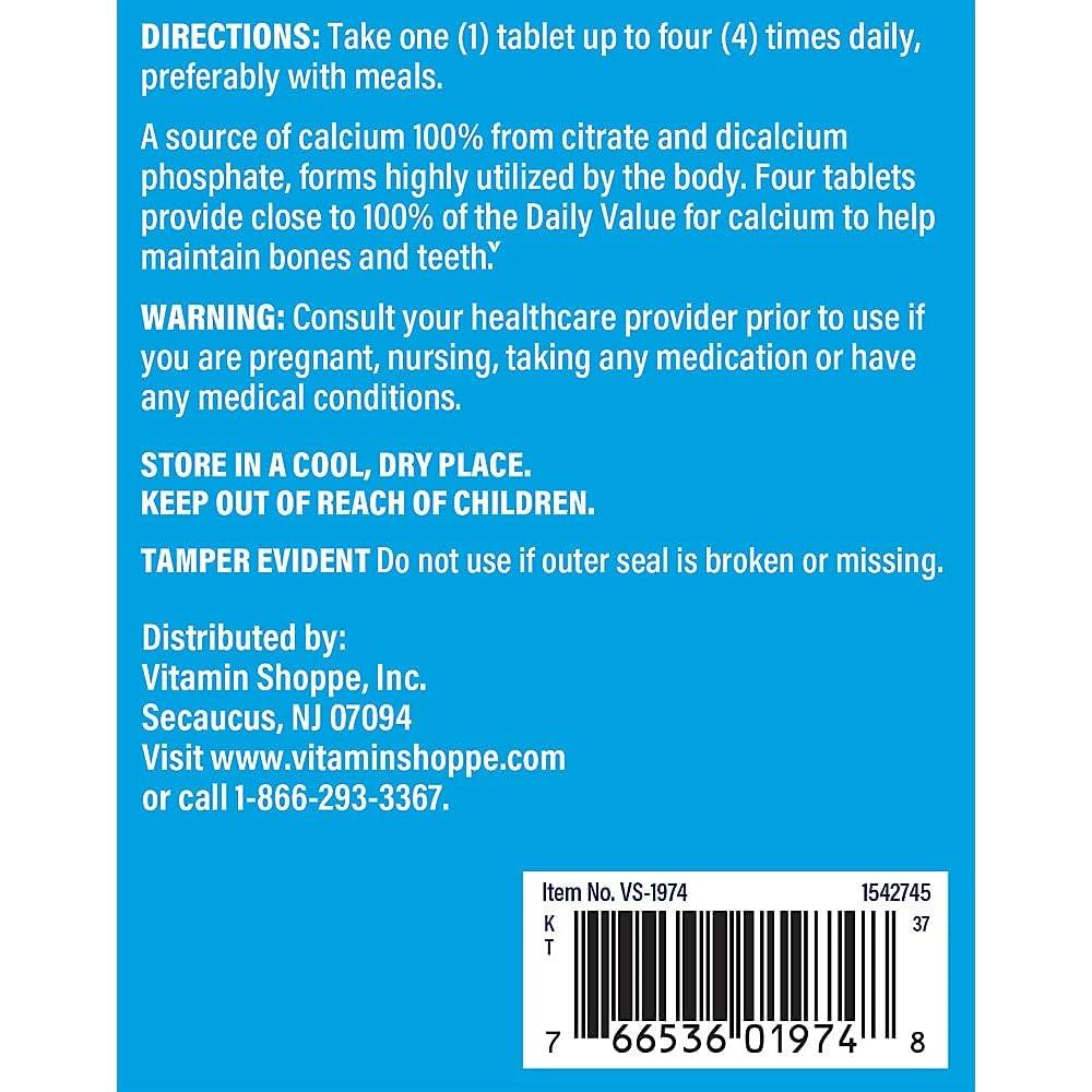 Citrato de Calcio 300mg The Vitamin Shoppe - 100% Absorbible