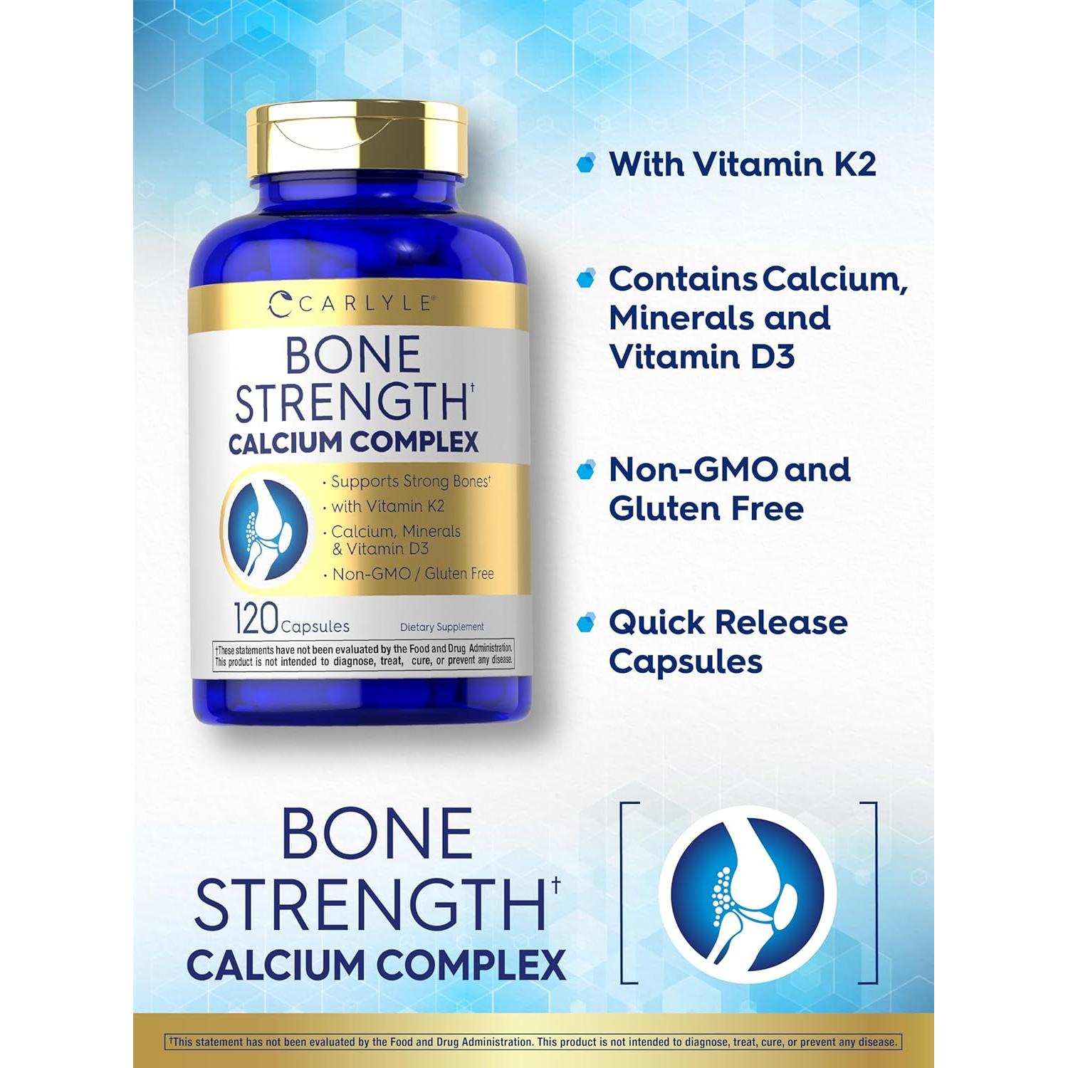 Suplemento de Calcio y Vitamina D3 Carlyle | 120 Cápsulas