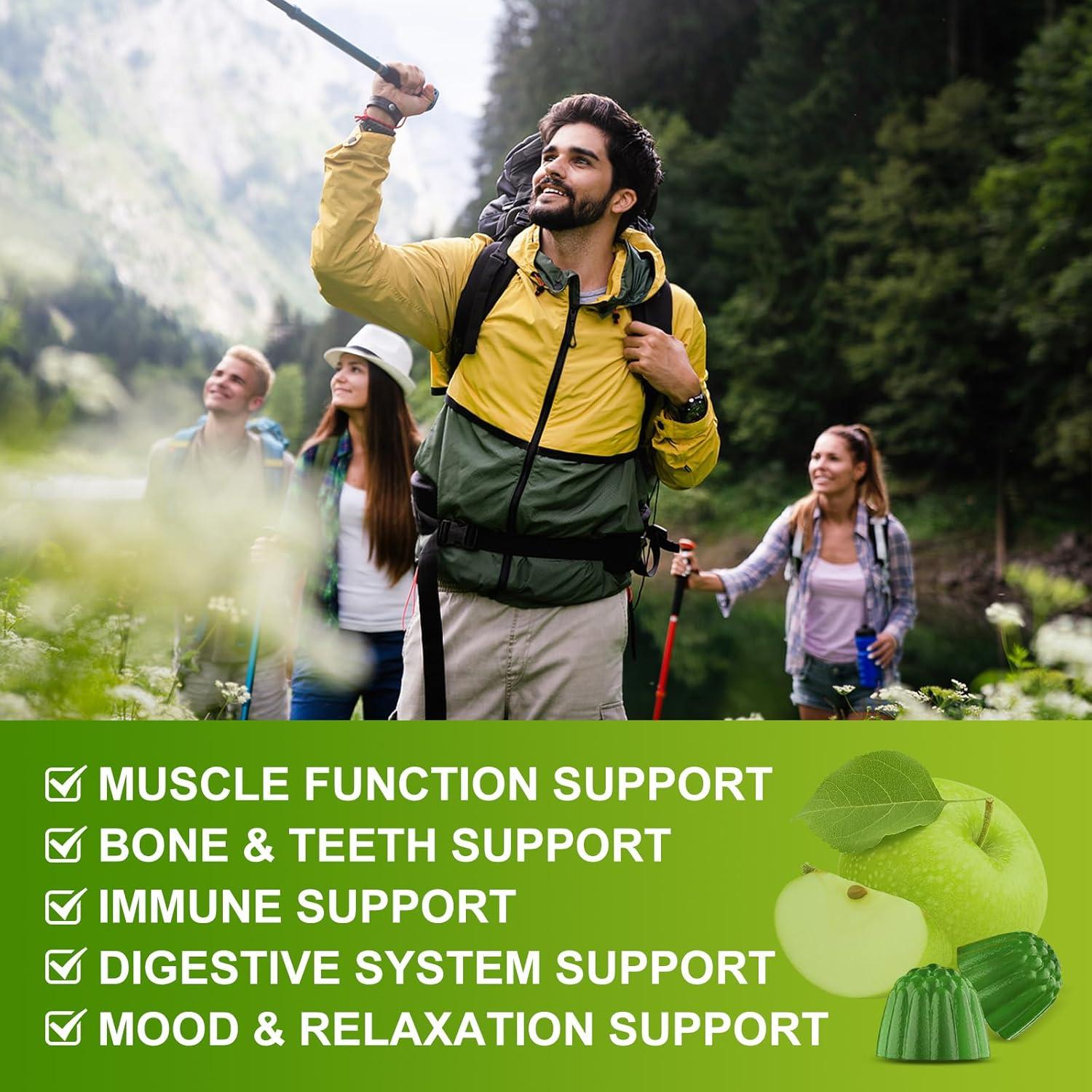 Suplemento Masticable de Citrato de Calcio WOGORGT 1200mg - 60 Gomas Veganas Sabor Manzana