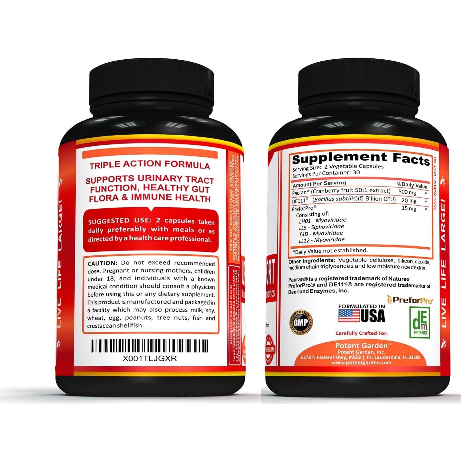 Suplemento Urinario Potent Garden 60 Caps - Arándano Probiotico