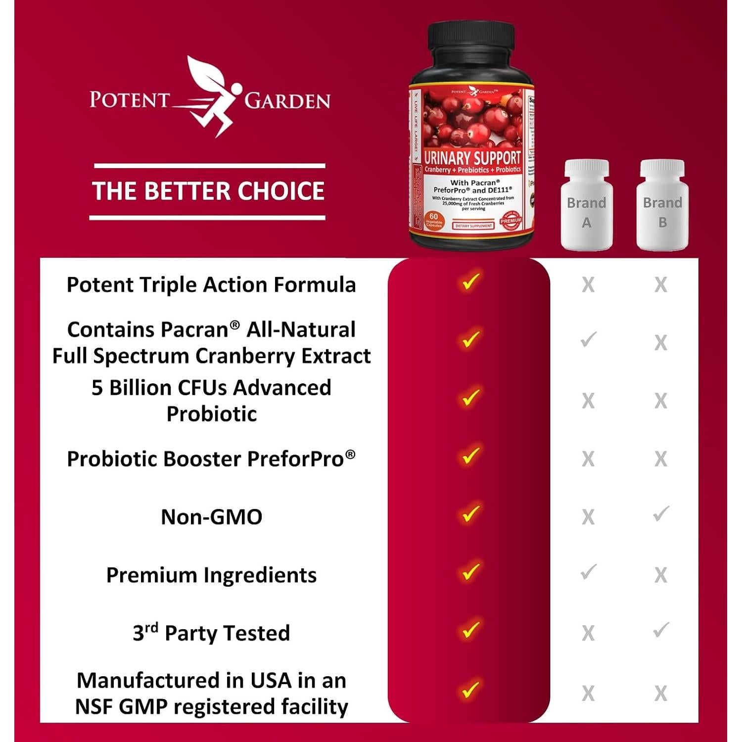 Suplemento Urinario Potent Garden 60 Caps - Arándano Probiotico