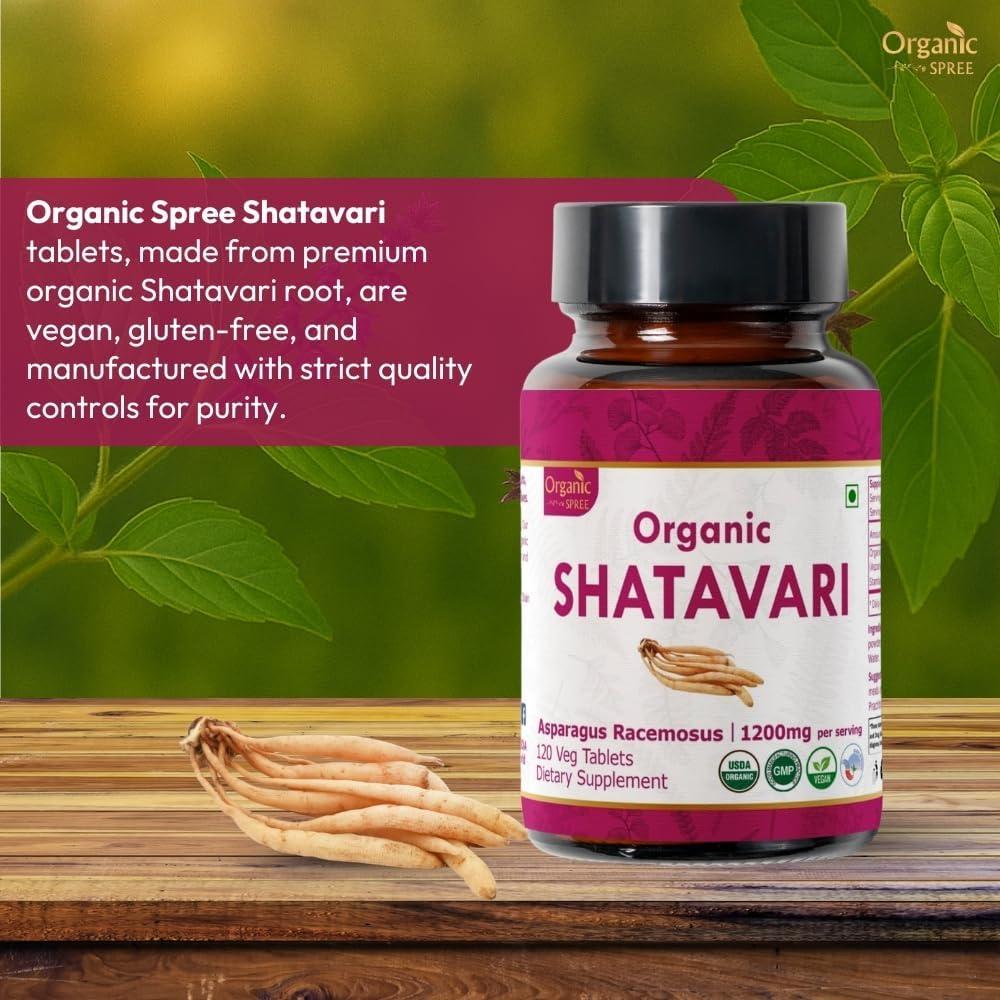 Tabletas de Shatavari Organic Spree 120 Tabletas + 300g Semillas Halim