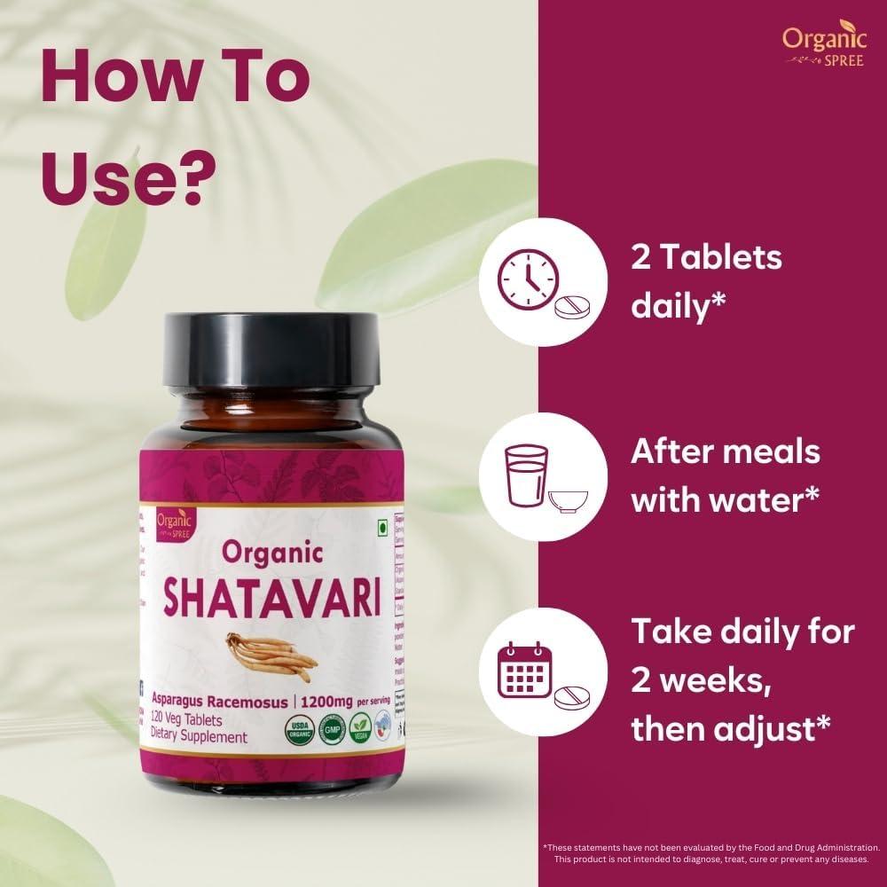 Tabletas de Shatavari Organic Spree 120 Tabletas + 300g Semillas Halim