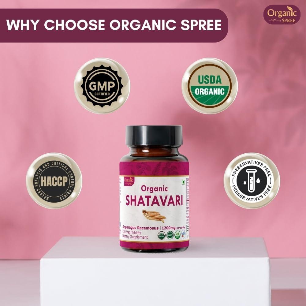 Tabletas de Shatavari Organic Spree 120 Tabletas + 300g Semillas Halim