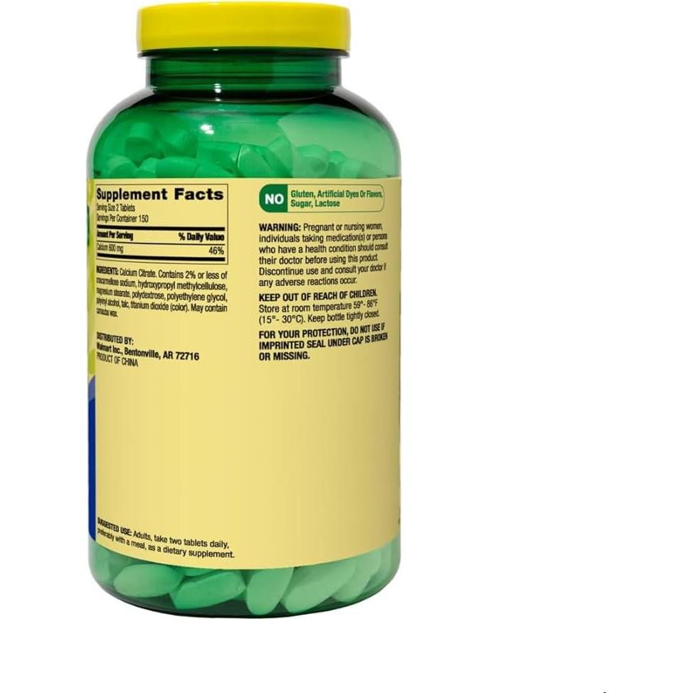 Suplemento de Citrato de Calcio 600 mg Genérico - 300 Tabletas