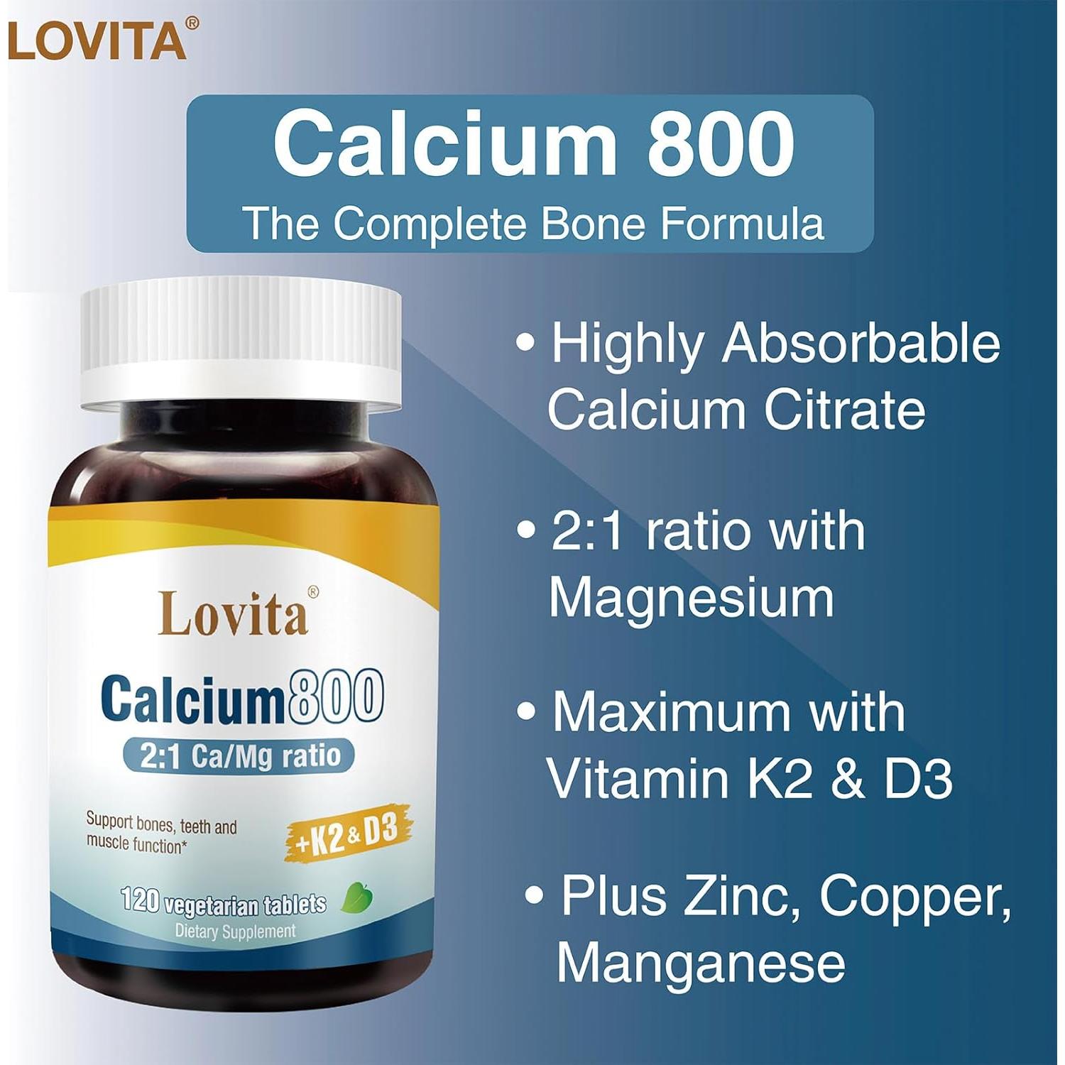 Suplemento de Calcio Citrato Lovita 800 mg + Magnesio 400 mg