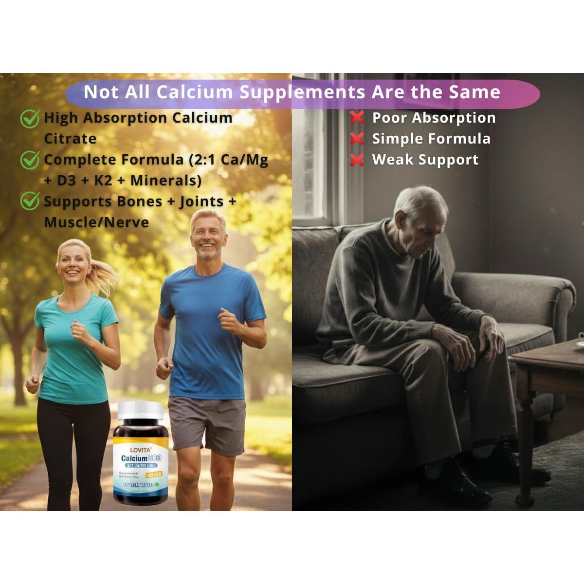 Suplemento de Calcio Citrato Lovita 800 mg + Magnesio 400 mg