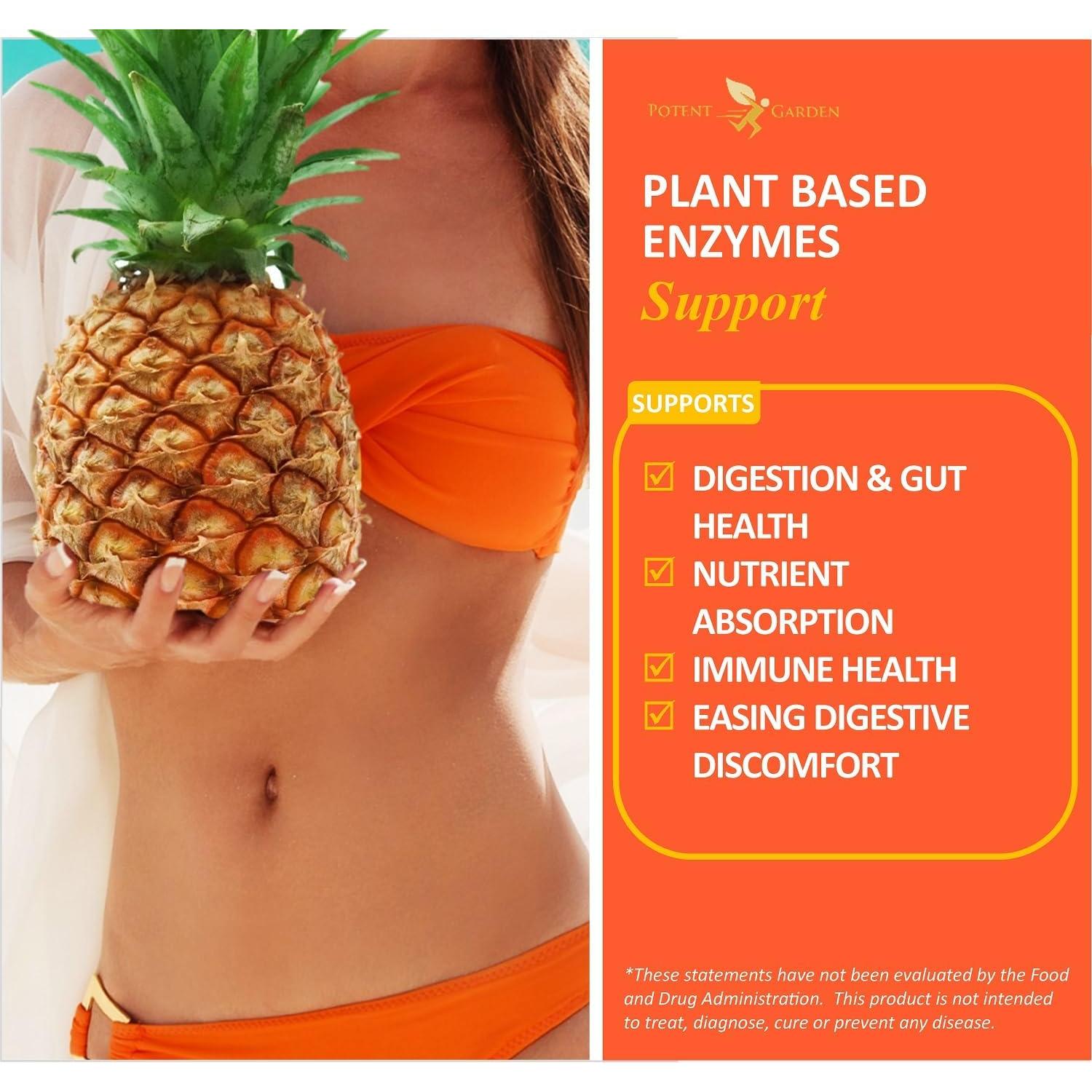 Enzimas Digestivas Potent Garden - 60 Cápsulas de 18 Enzimas Naturales