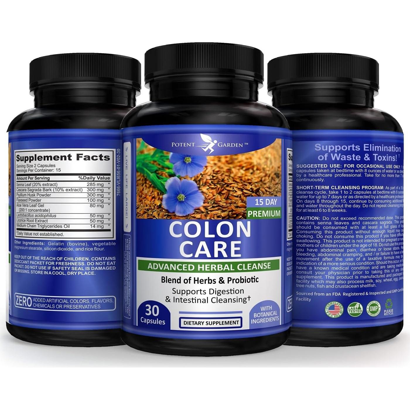 Cápsulas de Limpieza del Colon Potent Garden 30 Unidades