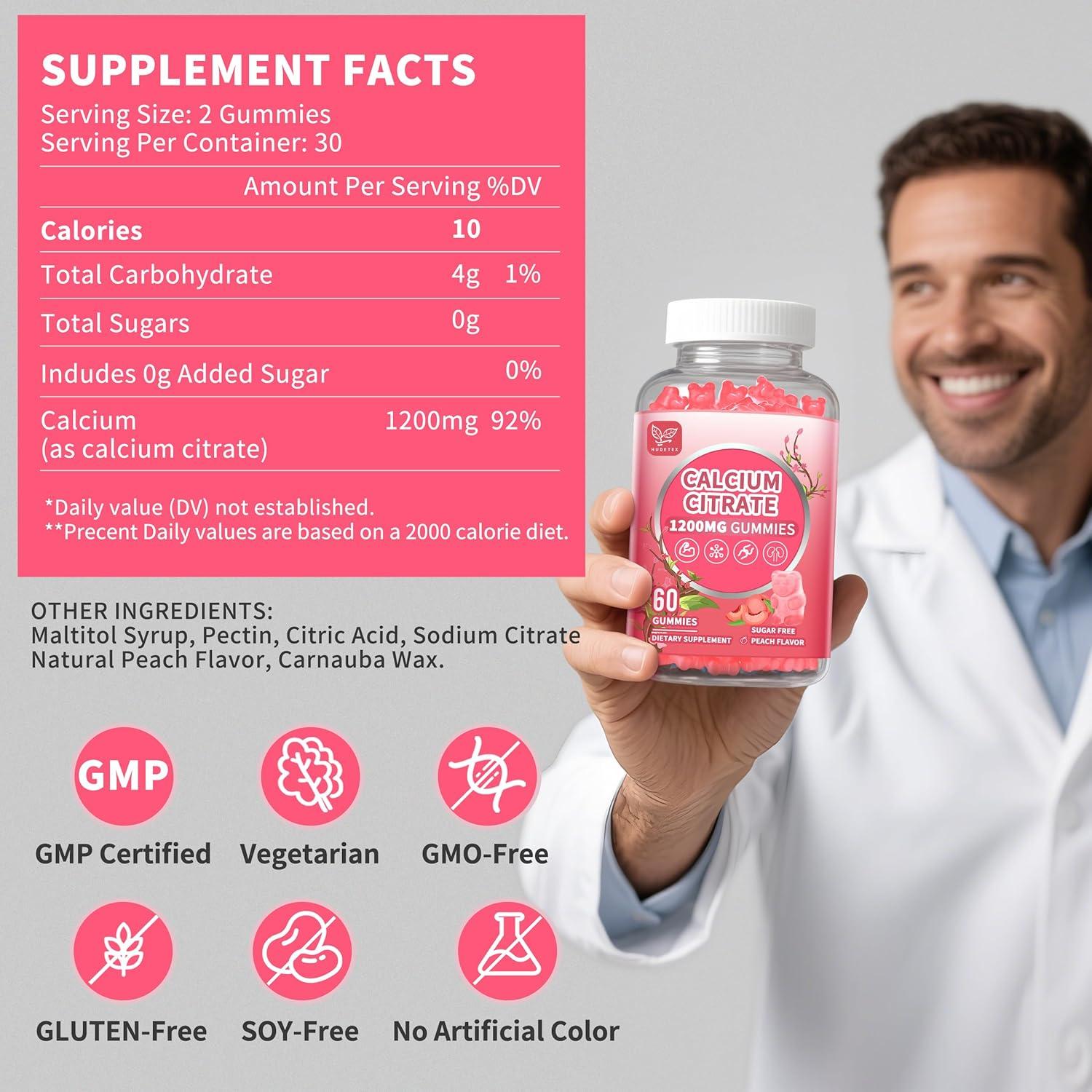 Gominolas de Citrato de Calcio 1200 mg Hudetex - 60 Unidades