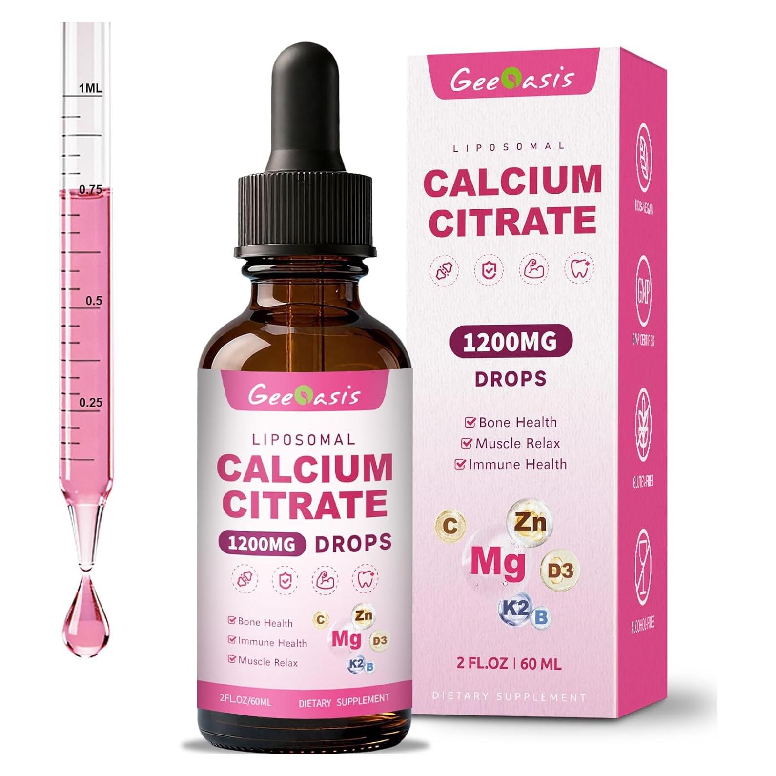 Gotas de Citrato de Calcio Liposomal 1200mg Geeoasis 59.15ml