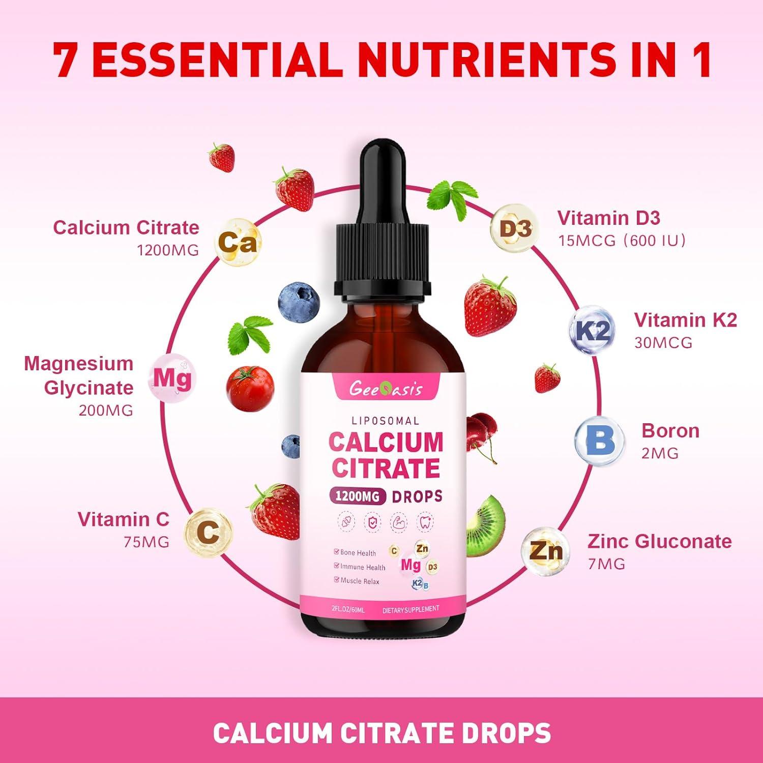 Gotas de Citrato de Calcio Liposomal 1200mg Geeoasis 59.15ml