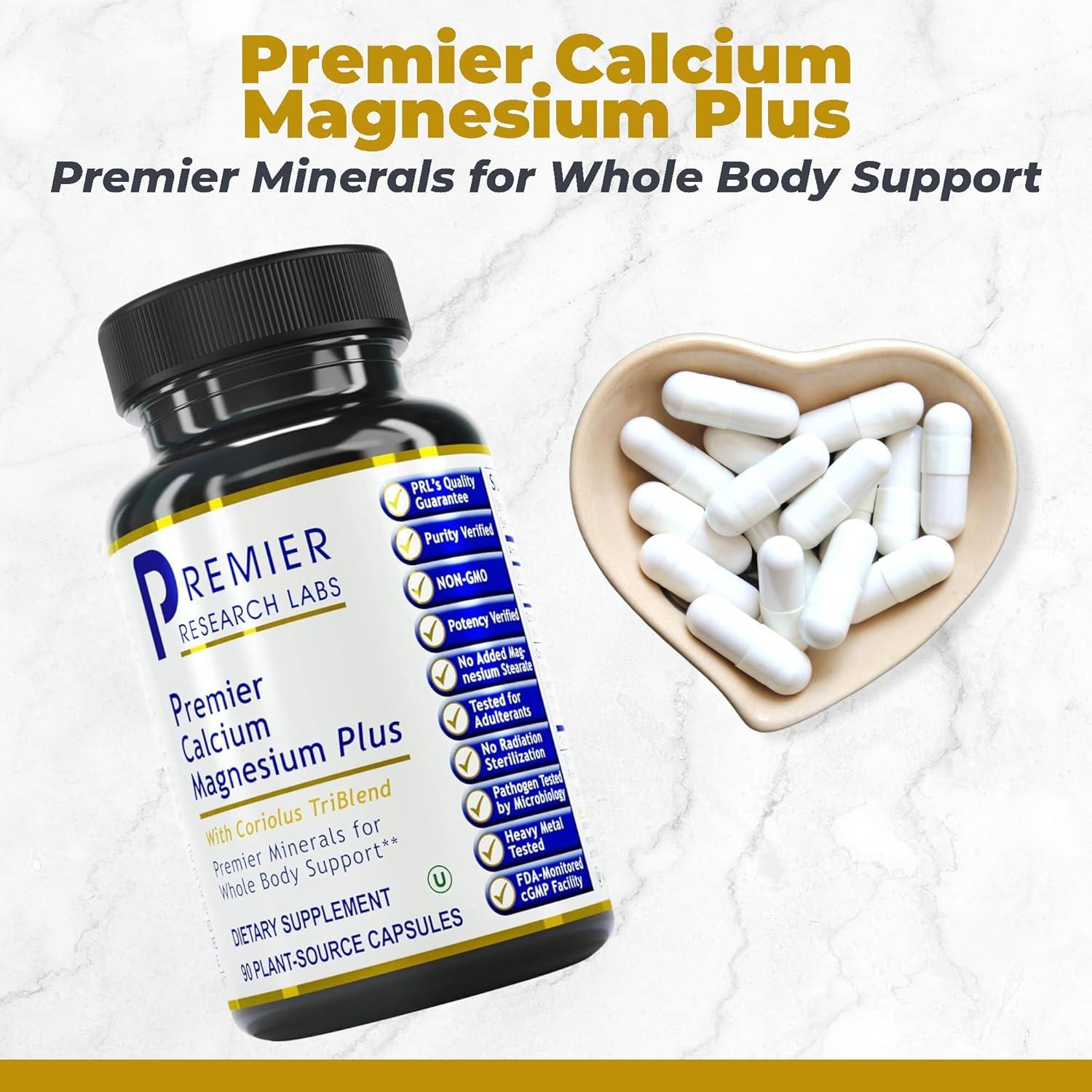 Calcium Magnesium Plus - Calcium Magnesium Supplement, Calcium Supplement for Bone Health, with Mushroom Complex - Reishi & Lions Mane - 90 Vegetarian Capsules
