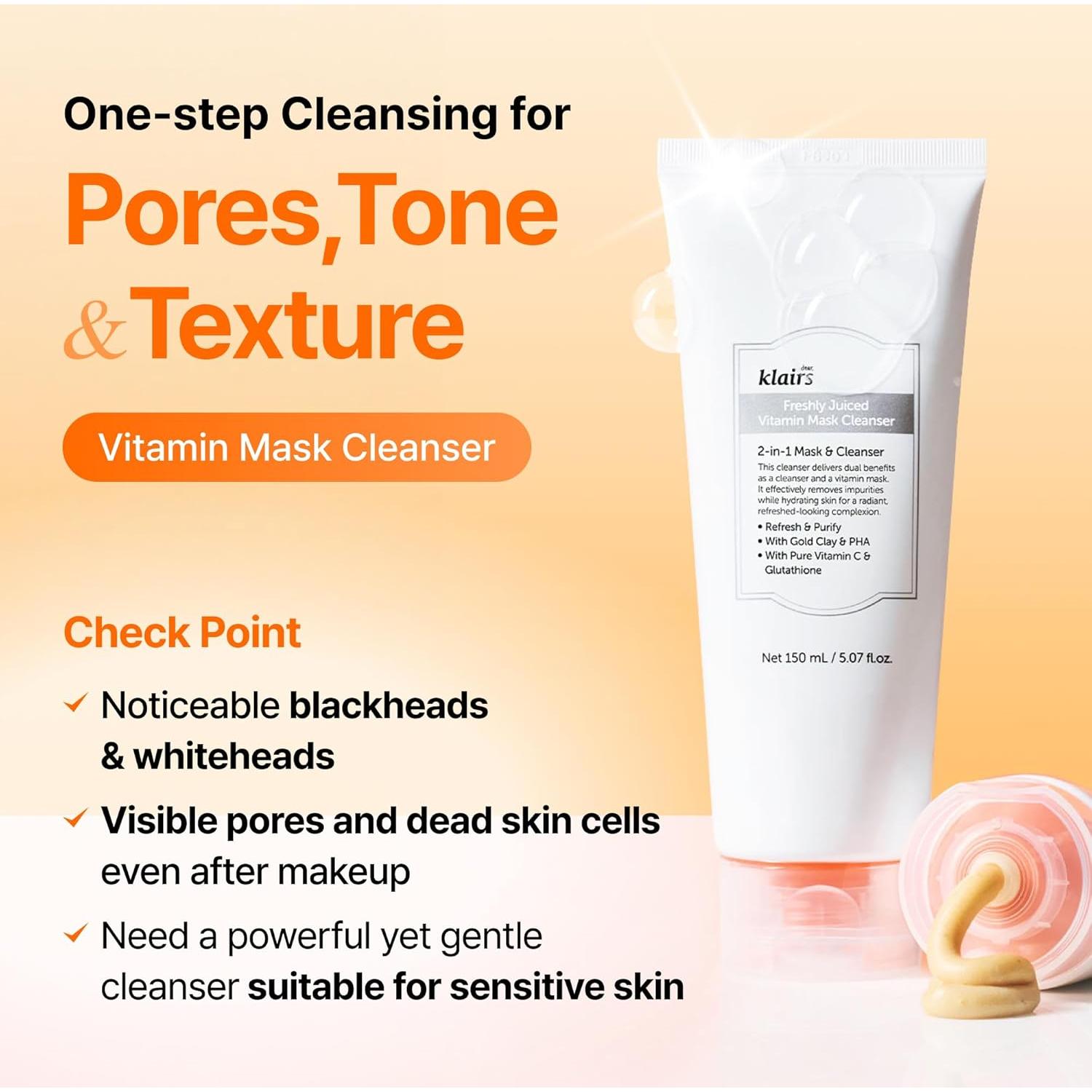 Mascarilla de Arcilla Vitamínica DearKlairs 150 ml - Limpieza Profunda