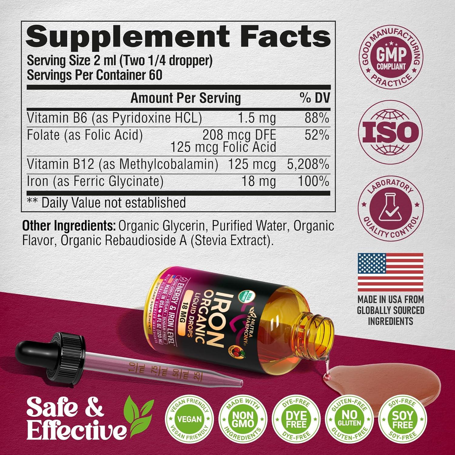 Suplemento de Hierro Líquido Nutra Harmony 18 mg - 118 ml