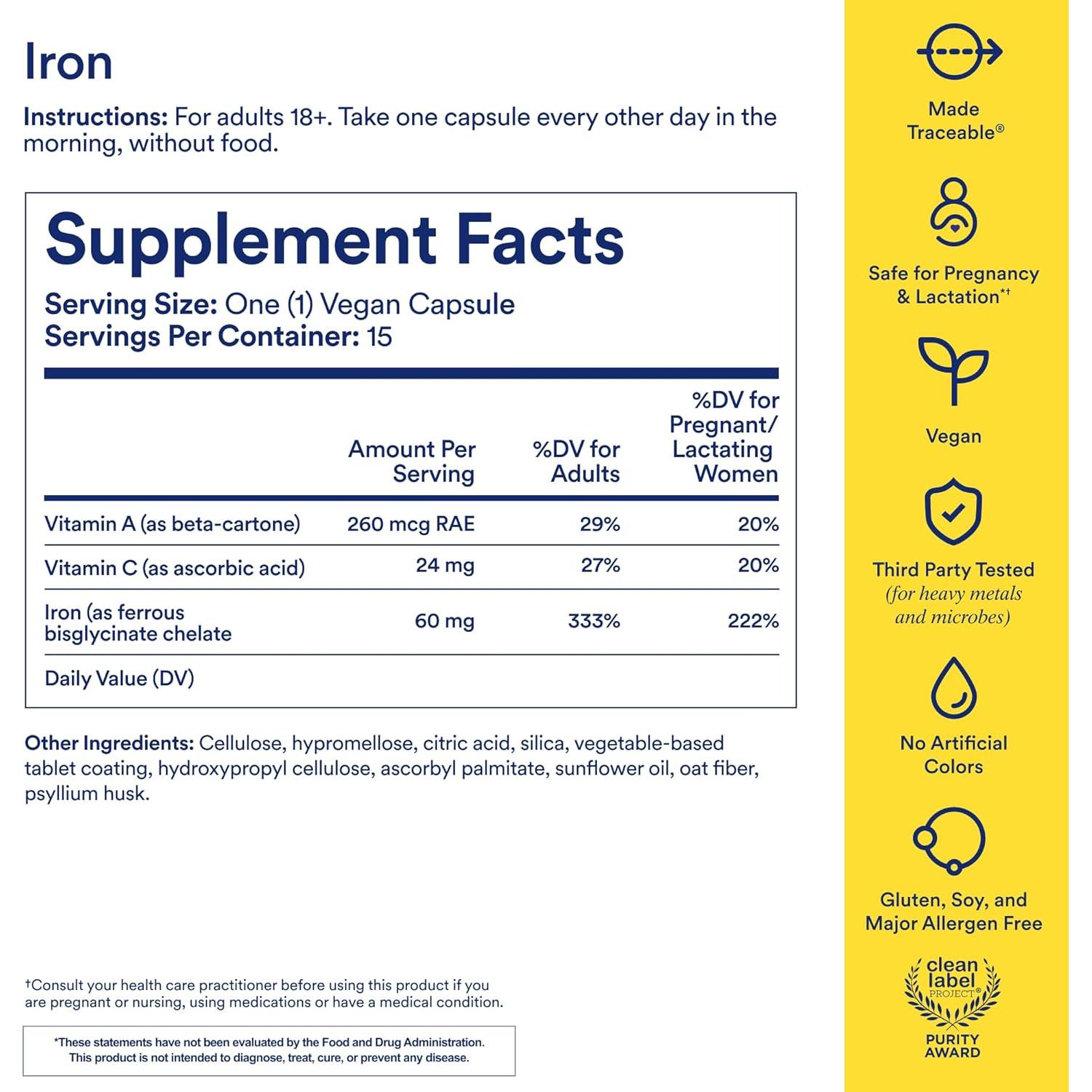 Suplemento de Hierro Ritual 60 mg con Vitaminas A y C - 15 Porciones