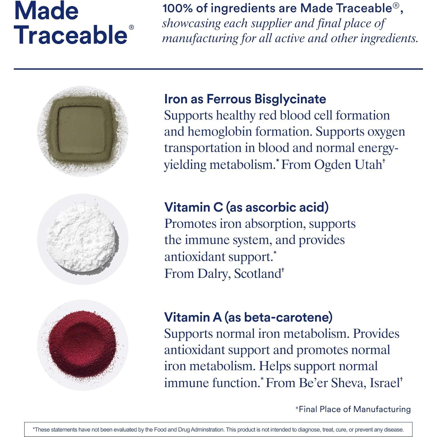 Suplemento de Hierro Ritual 60 mg con Vitaminas A y C - 15 Porciones