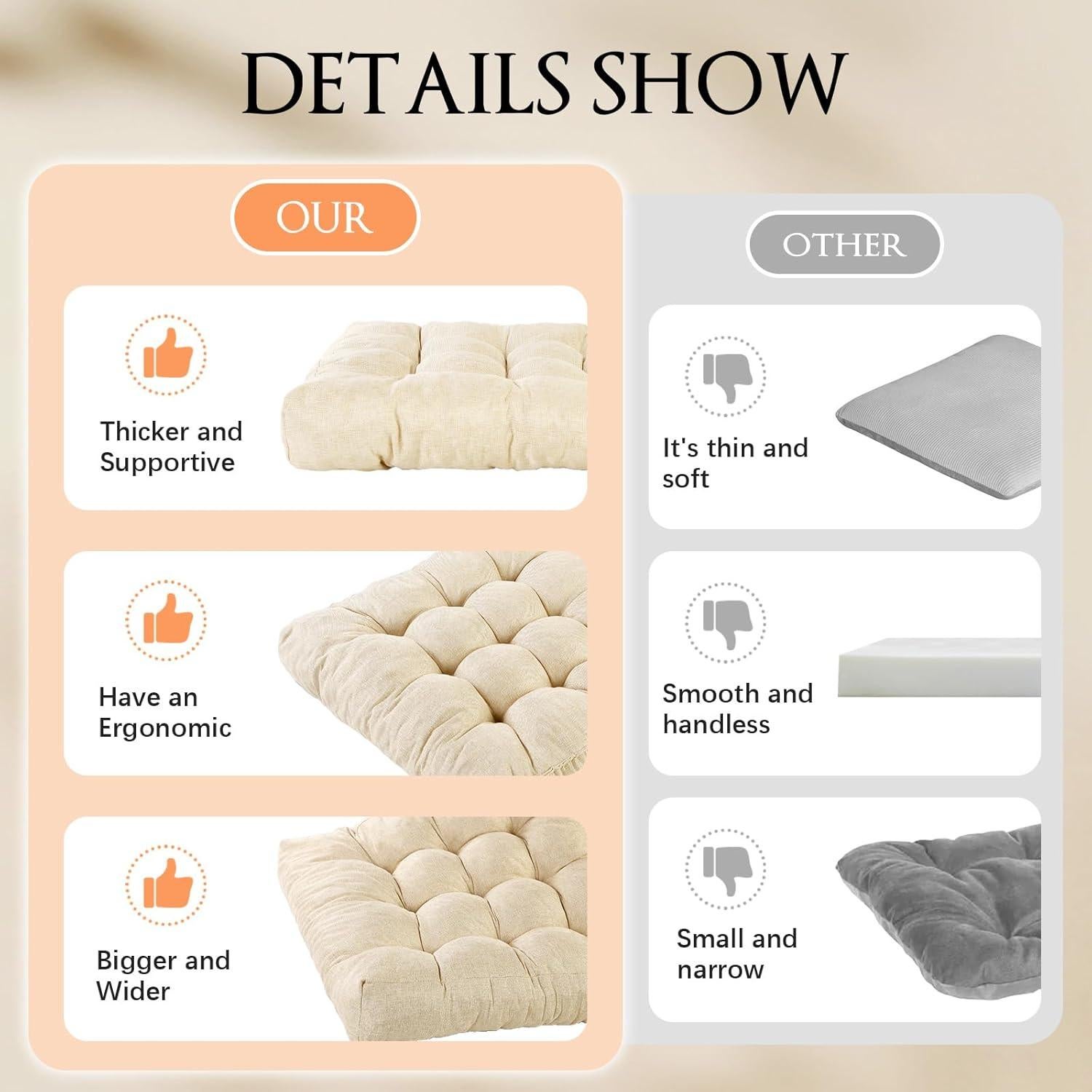 Cojín de Suelo LYLNBYWK Beige 56x56 cm Espuma de Memoria