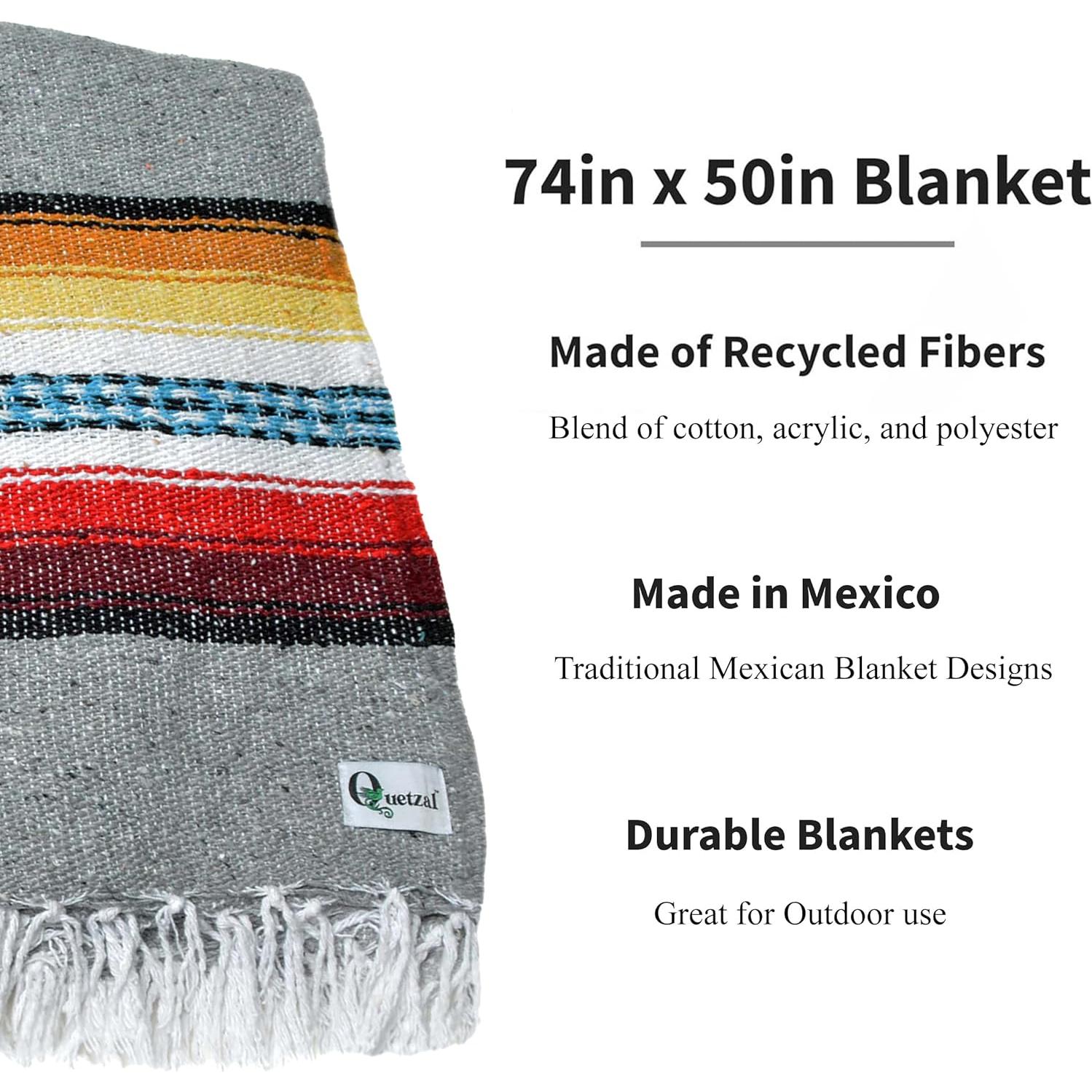 Manta de Yoga Quetzal 4 Pk 188x127 cm Gris/Rojo/Amarillo