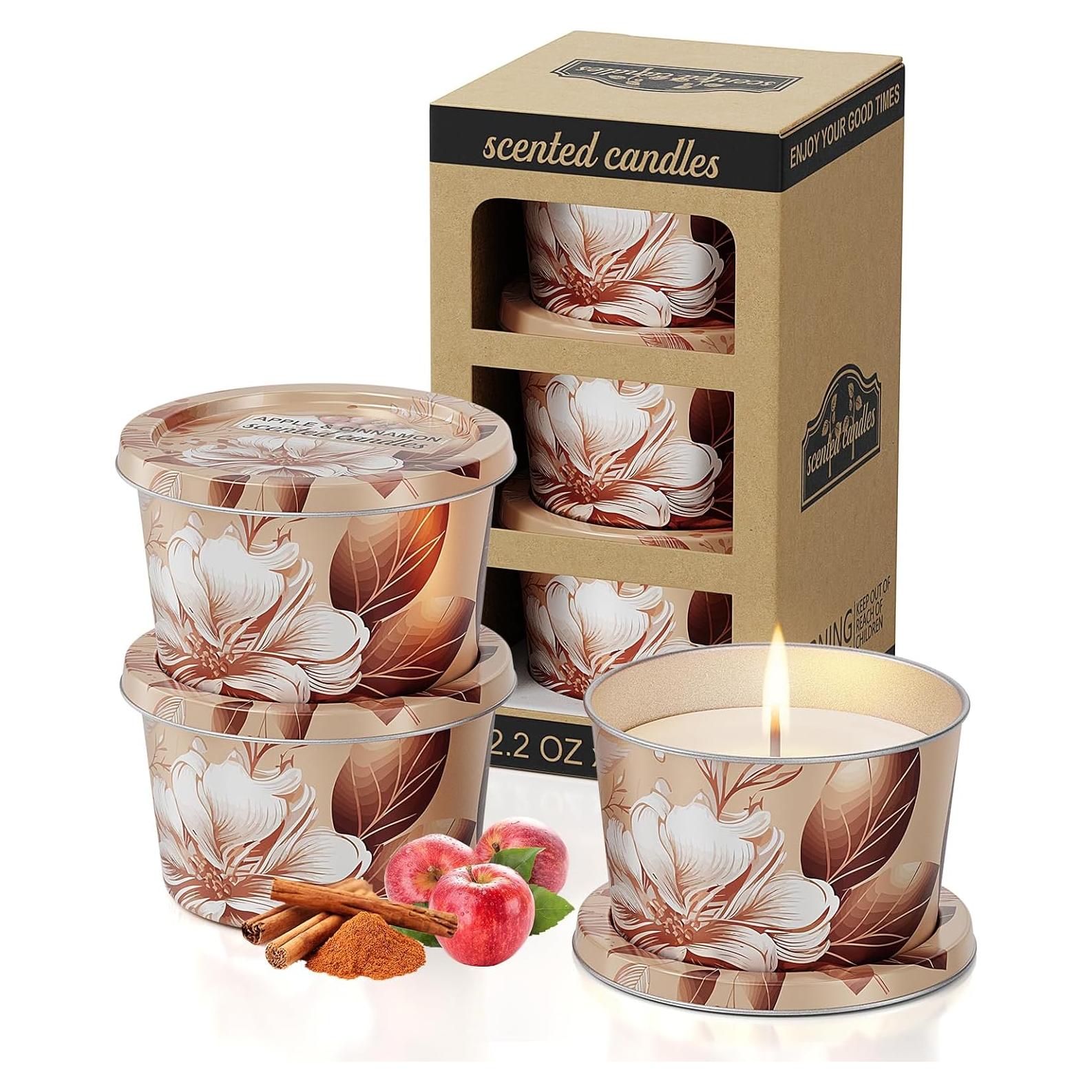 Juego de 3 Velas Aromáticas Vortixx Manzana y Canela 62g