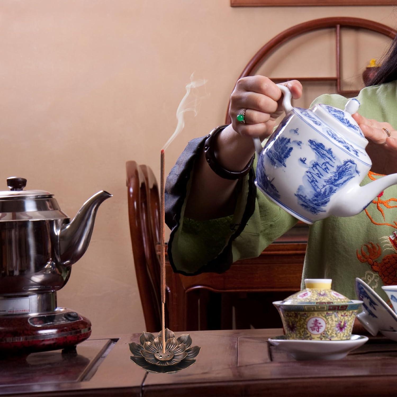 Kit de Soporte para Incienso uxcell - 4 Piezas Dorado