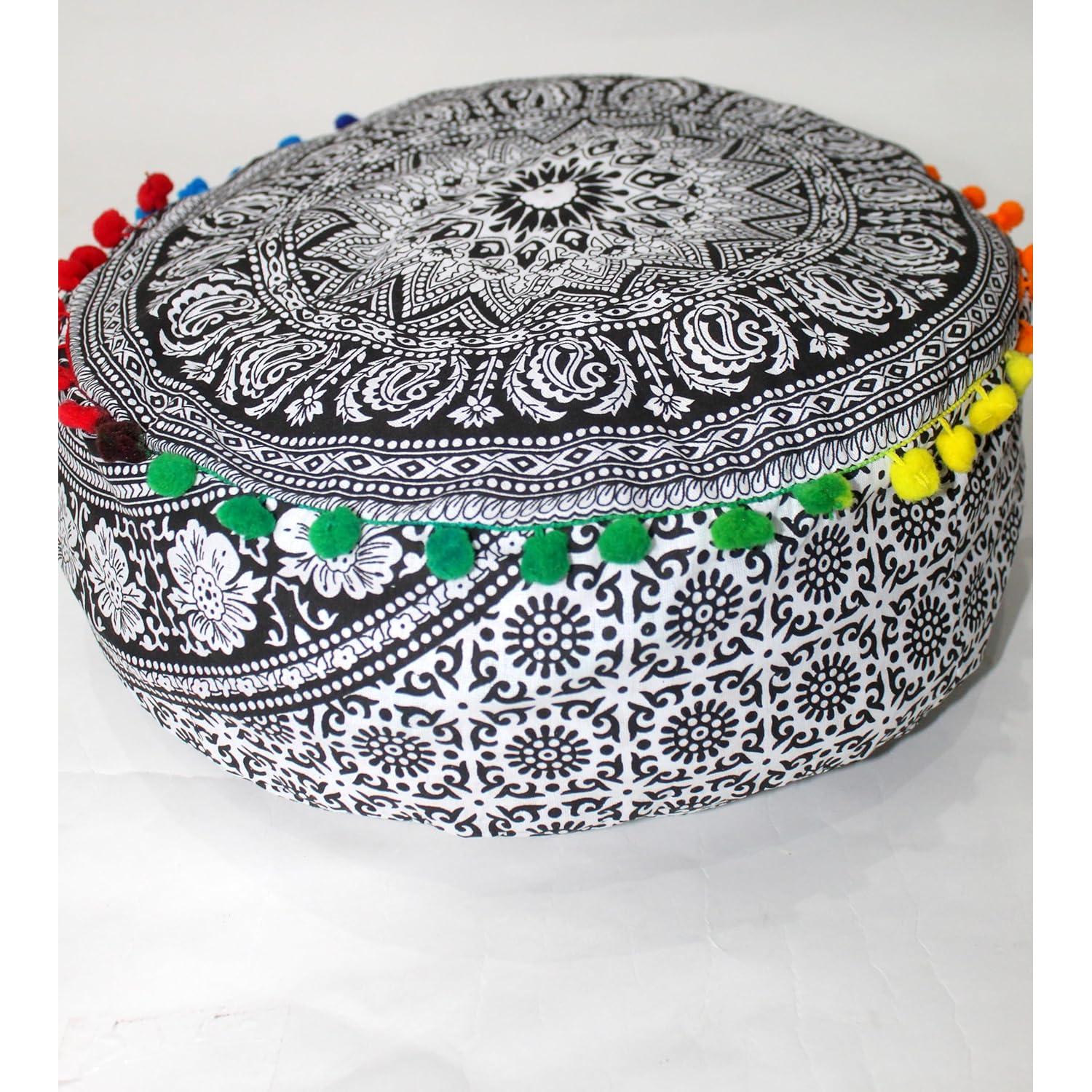 Cojín de Piso Bohemio CRAFT KALA 40x40 cm Algodón Negro