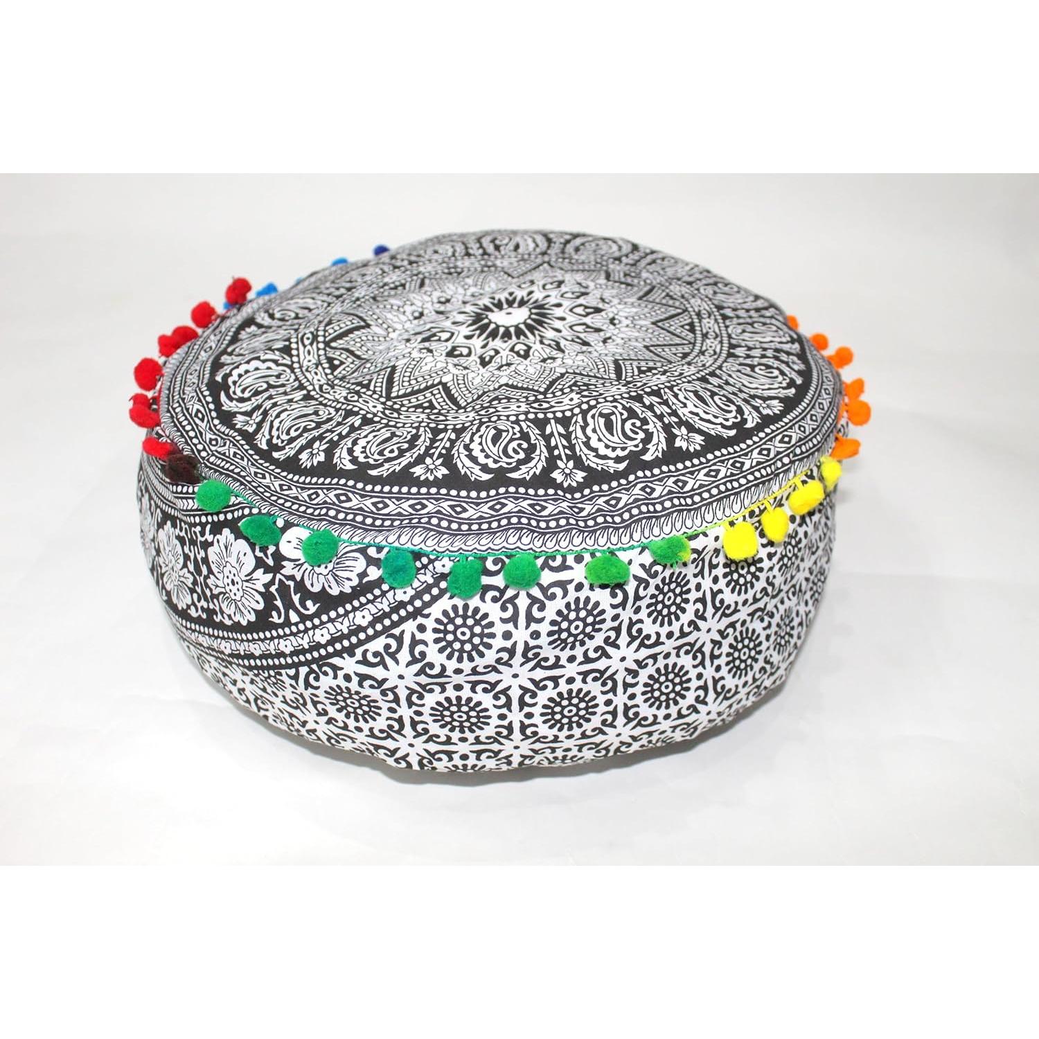 Cojín de Piso Bohemio CRAFT KALA 40x40 cm Algodón Negro