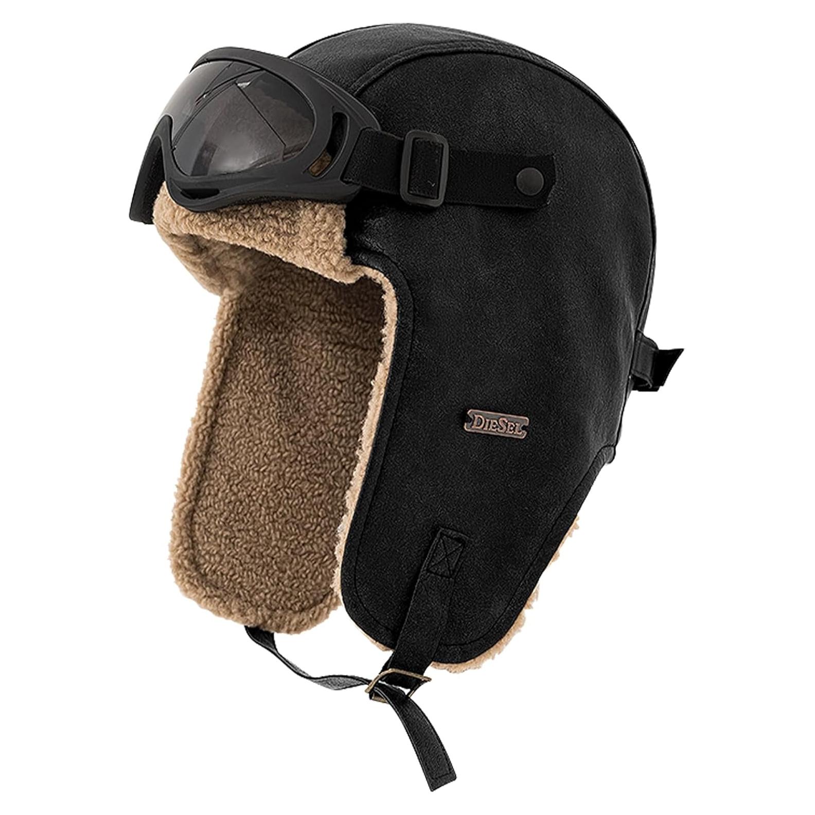 Gorro de piloto vintage Peicees con gafas desmontables