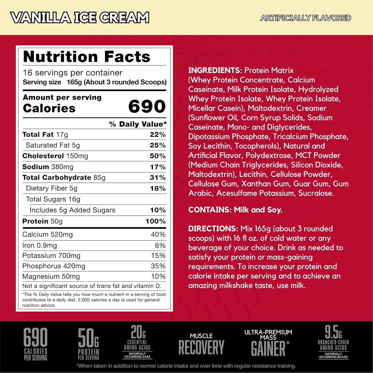 Aumentador de Peso BSN TRUE-MASS 2.64kg Helado de Vainilla