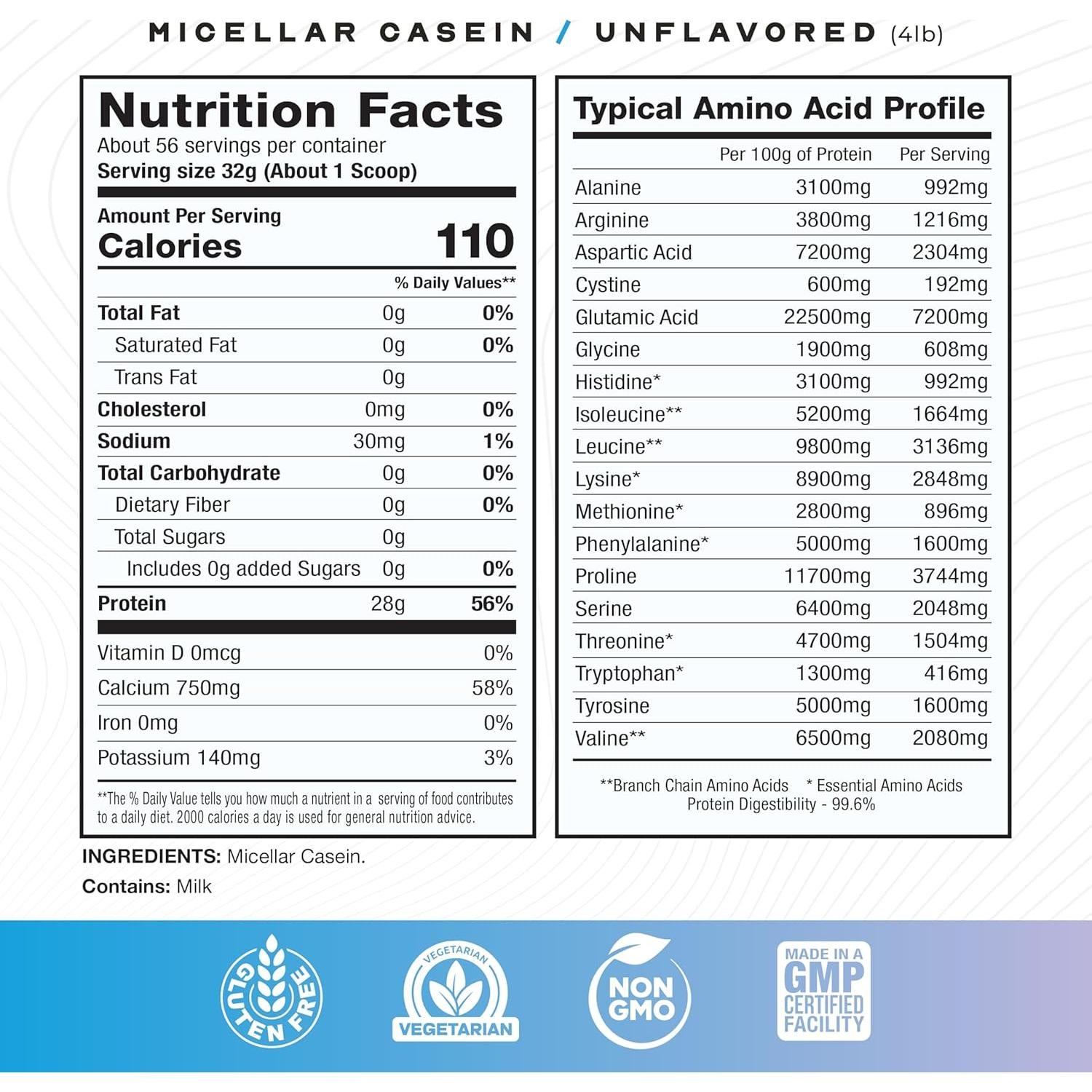 Proteína de Caseína Micelar Muscle Feast 1.81 kg Sin Sabor