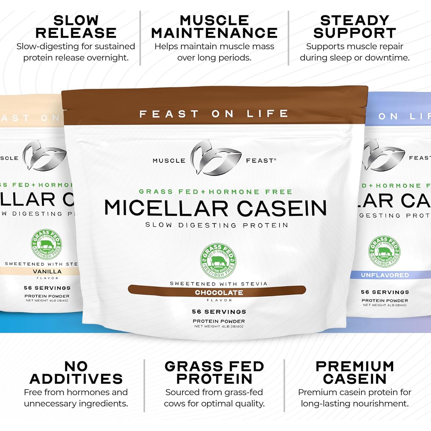 Proteína de Caseína Micelar Muscle Feast 1.81 kg Sin Sabor