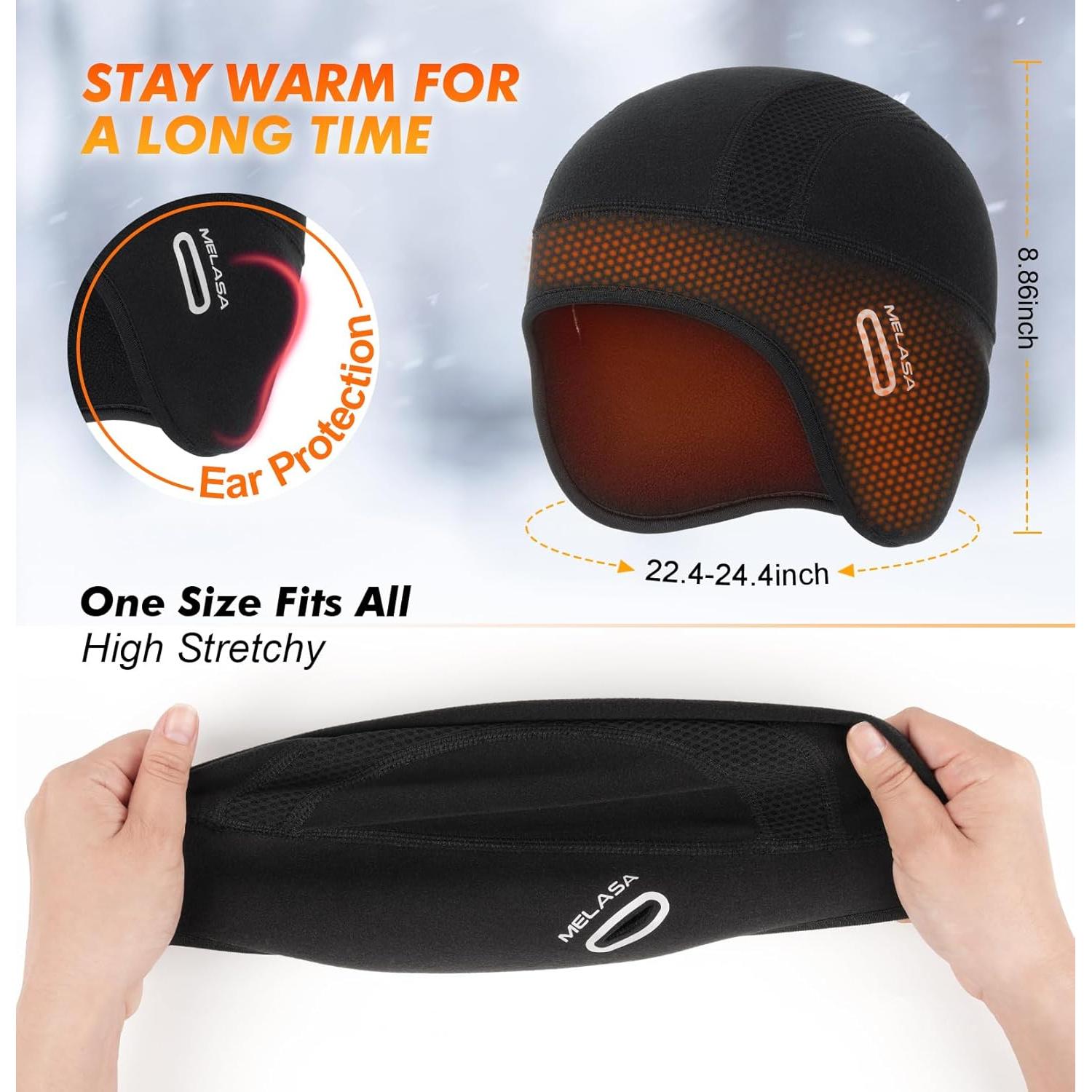 Gorro Térmico MELASA de Forro Polar para Ciclismo - Negro