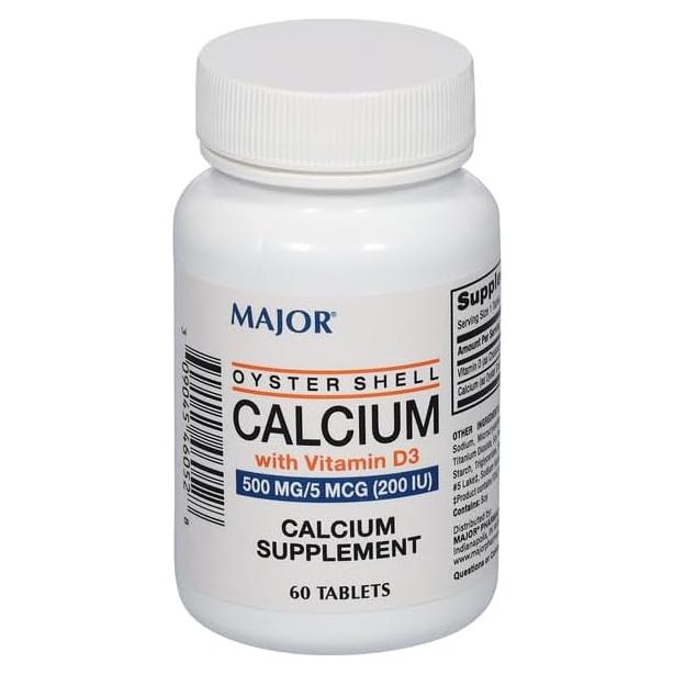 Suplemento de Calcio Mayor 500 mg con Vitamina D3 5 mcg - 60 Tabletas