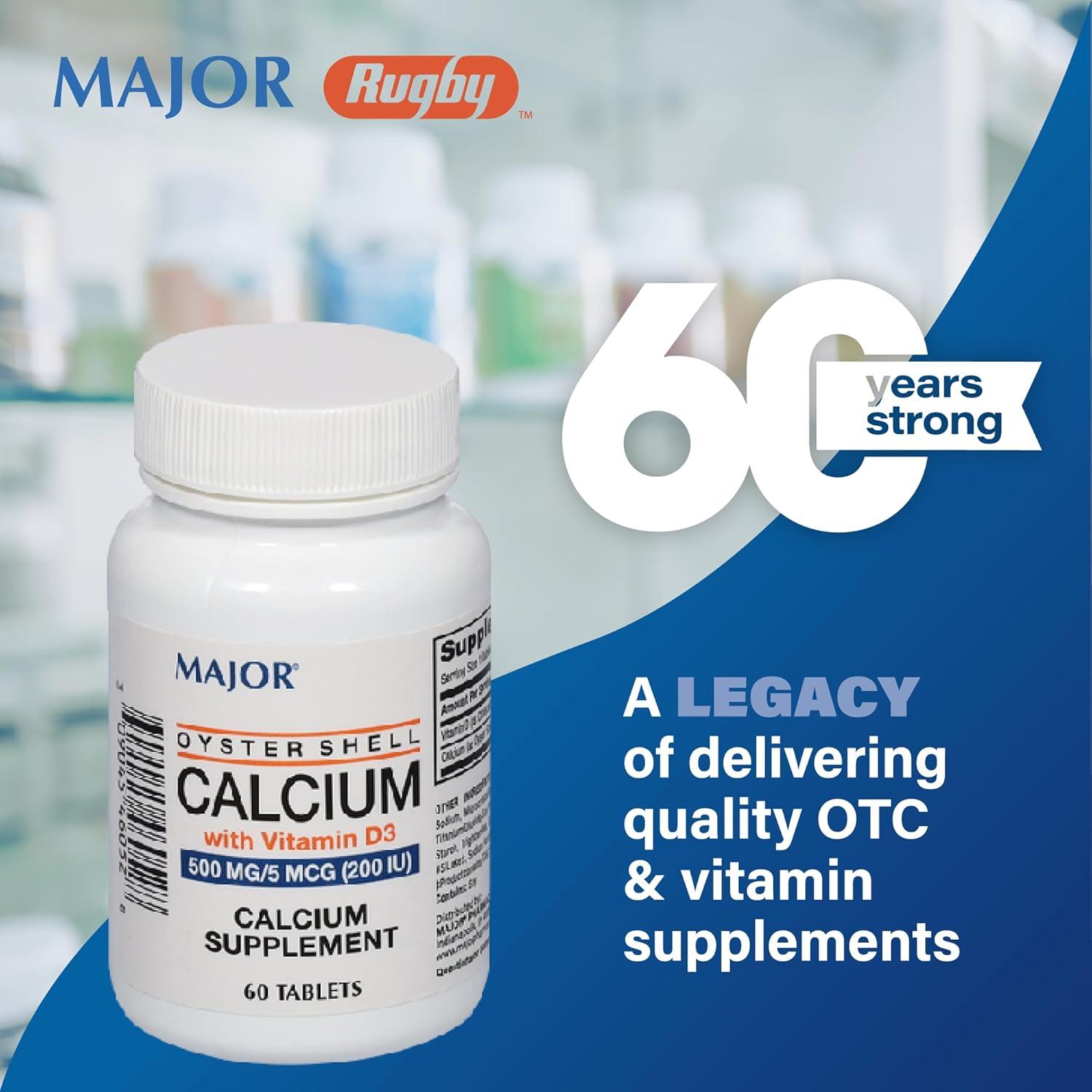 Suplemento de Calcio Mayor 500 mg con Vitamina D3 5 mcg - 60 Tabletas