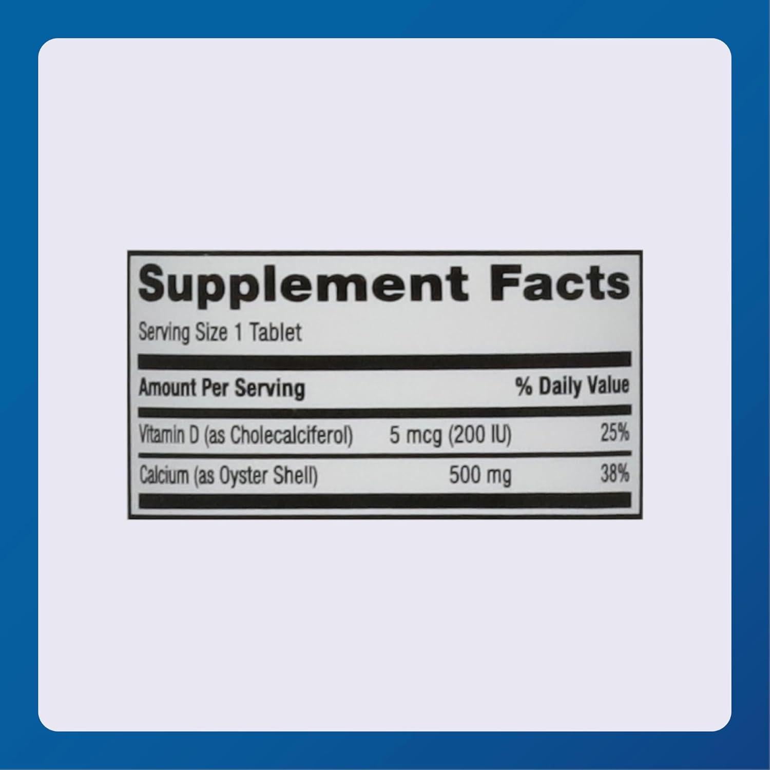 Suplemento de Calcio Mayor 500 mg con Vitamina D3 5 mcg - 60 Tabletas