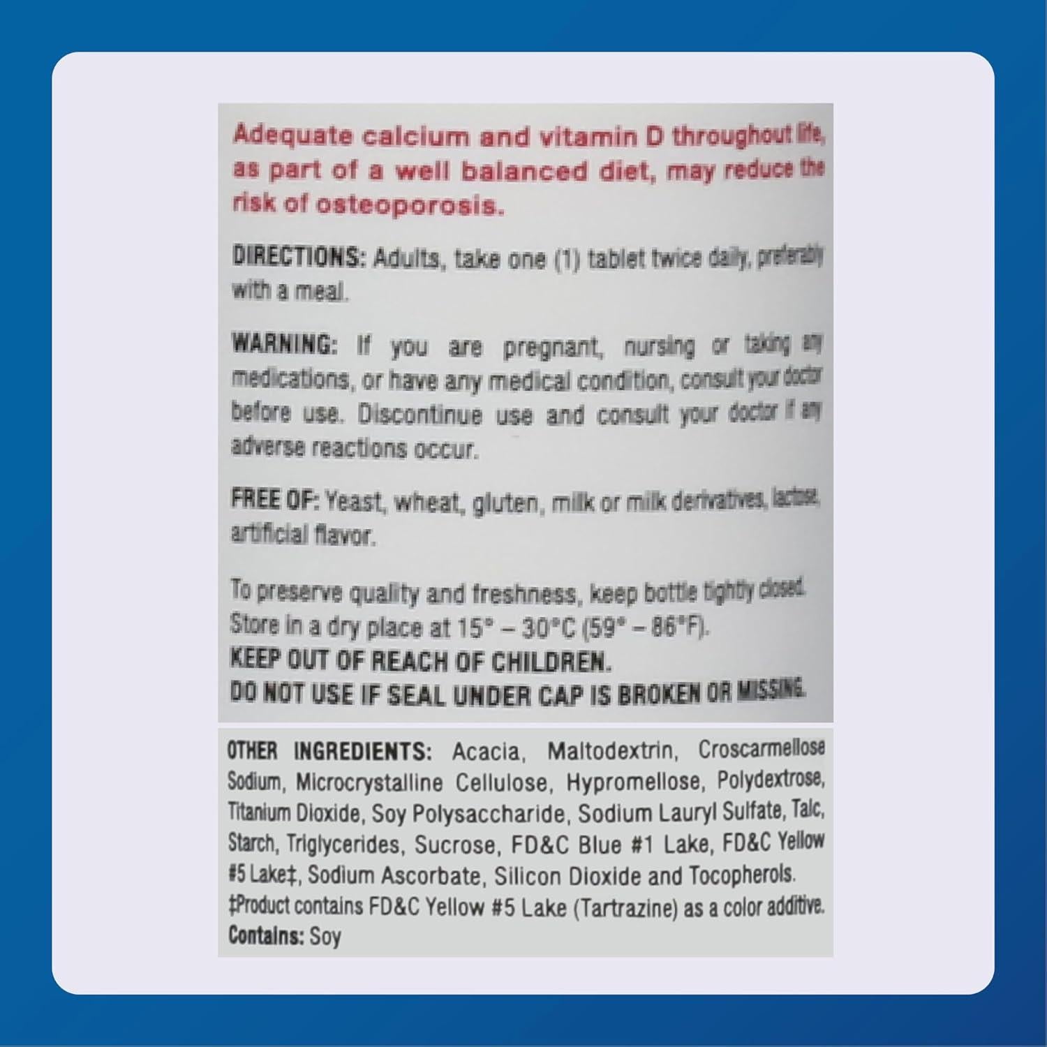 Suplemento de Calcio Mayor 500 mg con Vitamina D3 5 mcg - 60 Tabletas