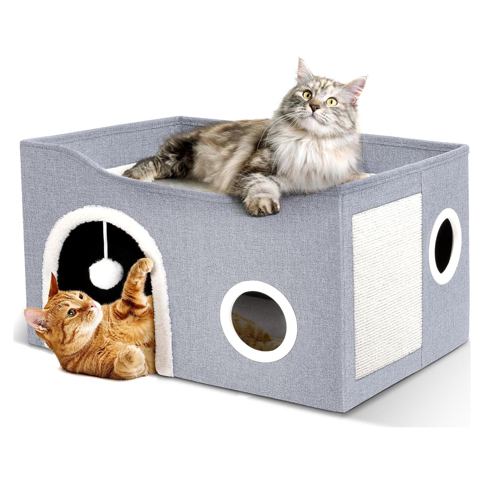 Casa para Gatos Heeyoo Cueva Grande con Bola y Rascador